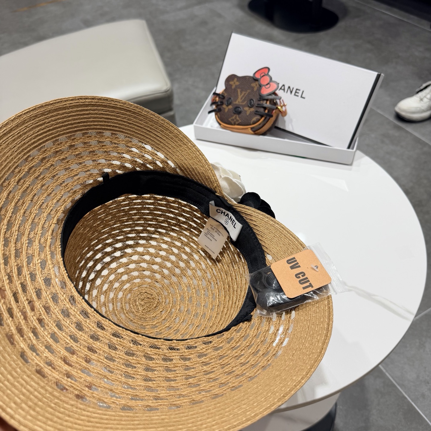 Chanel香奈儿后开叉草帽加强防紫外线，高端定制，头围57cm