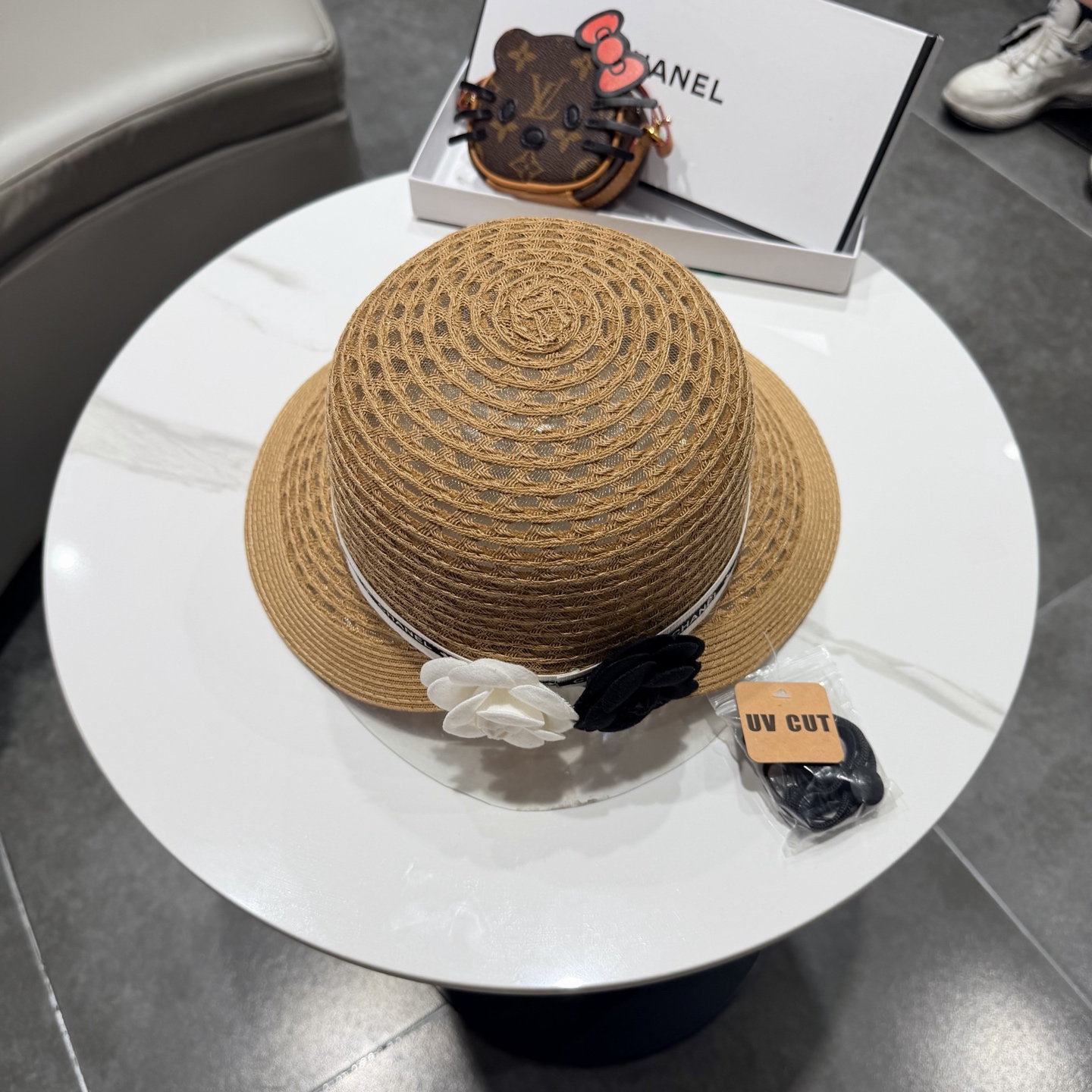 Chanel香奈儿后开叉草帽加强防紫外线，高端定制，头围57cm