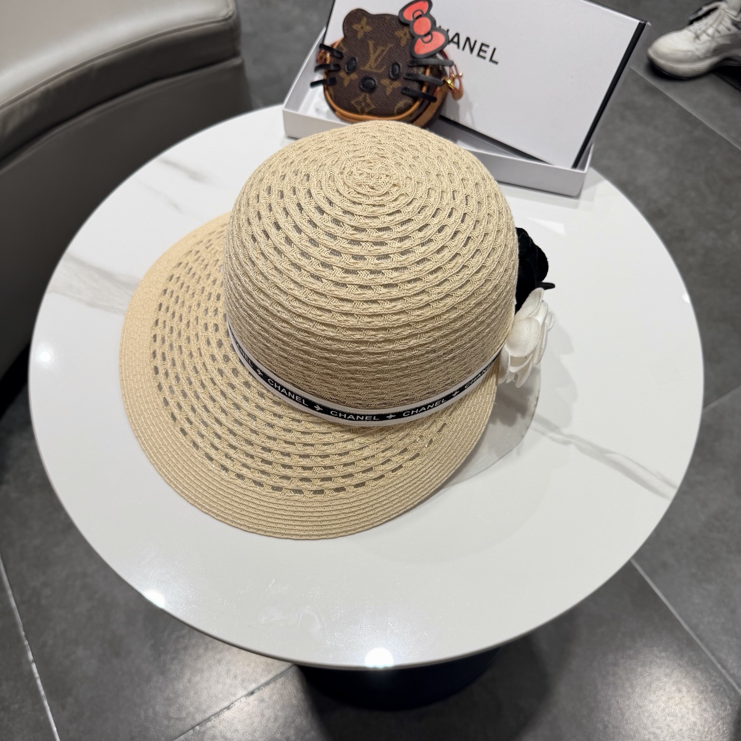 Chanel香奈儿后开叉草帽加强防紫外线，高端定制，头围57cm