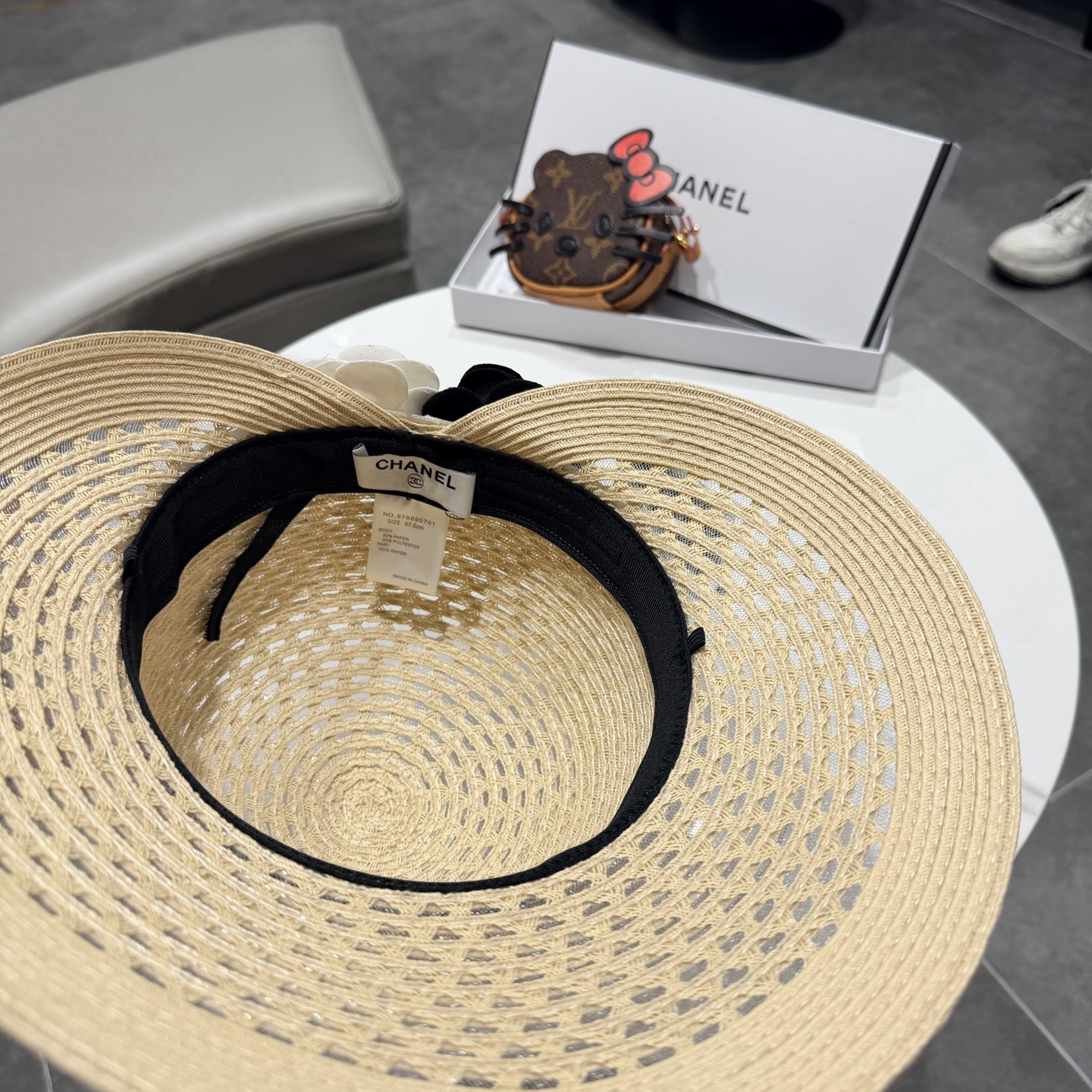 Chanel香奈儿后开叉草帽加强防紫外线，高端定制，头围57cm