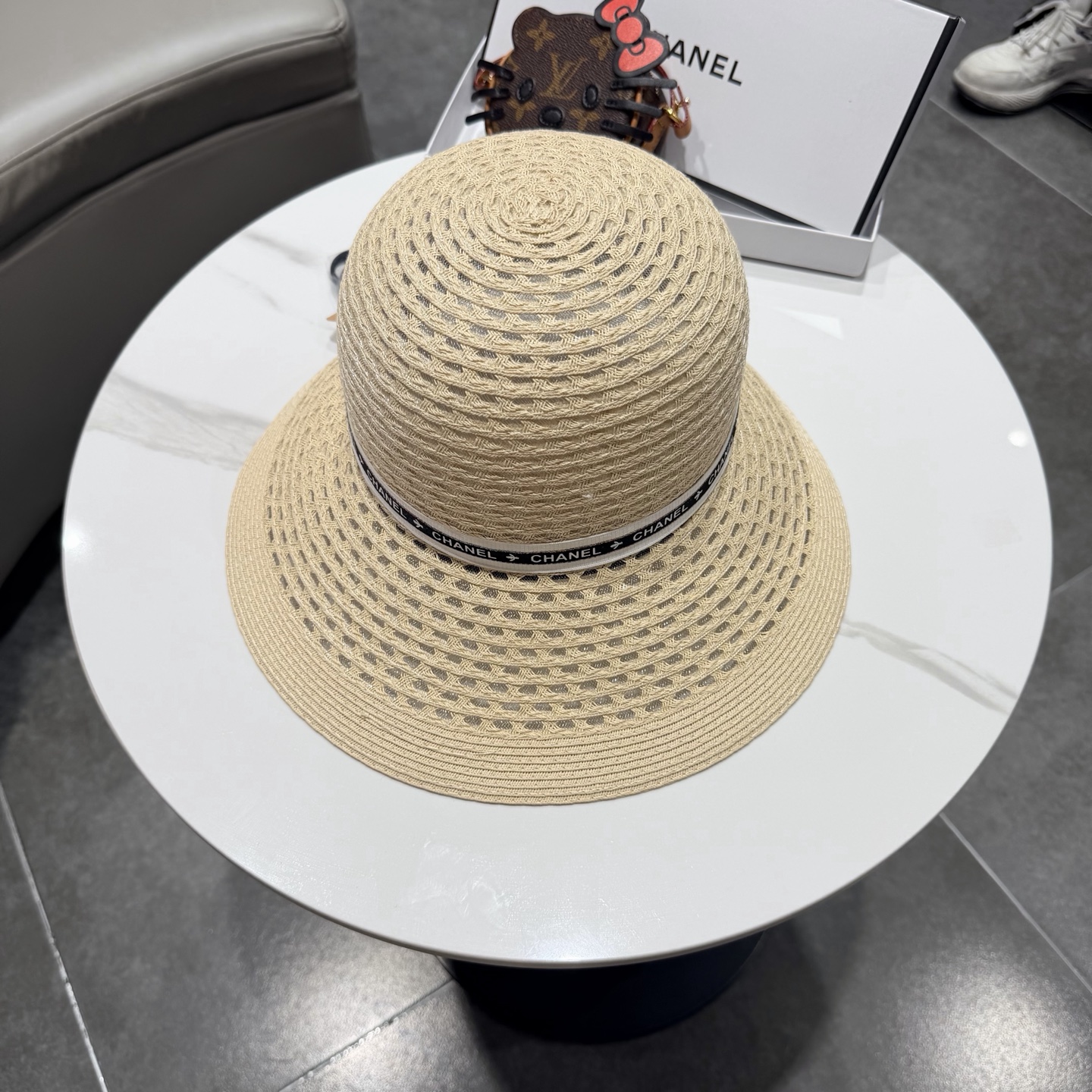 Chanel香奈儿后开叉草帽加强防紫外线，高端定制，头围57cm