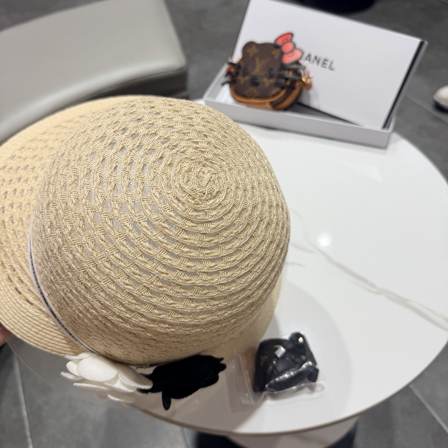 Chanel香奈儿后开叉草帽加强防紫外线，高端定制，头围57cm