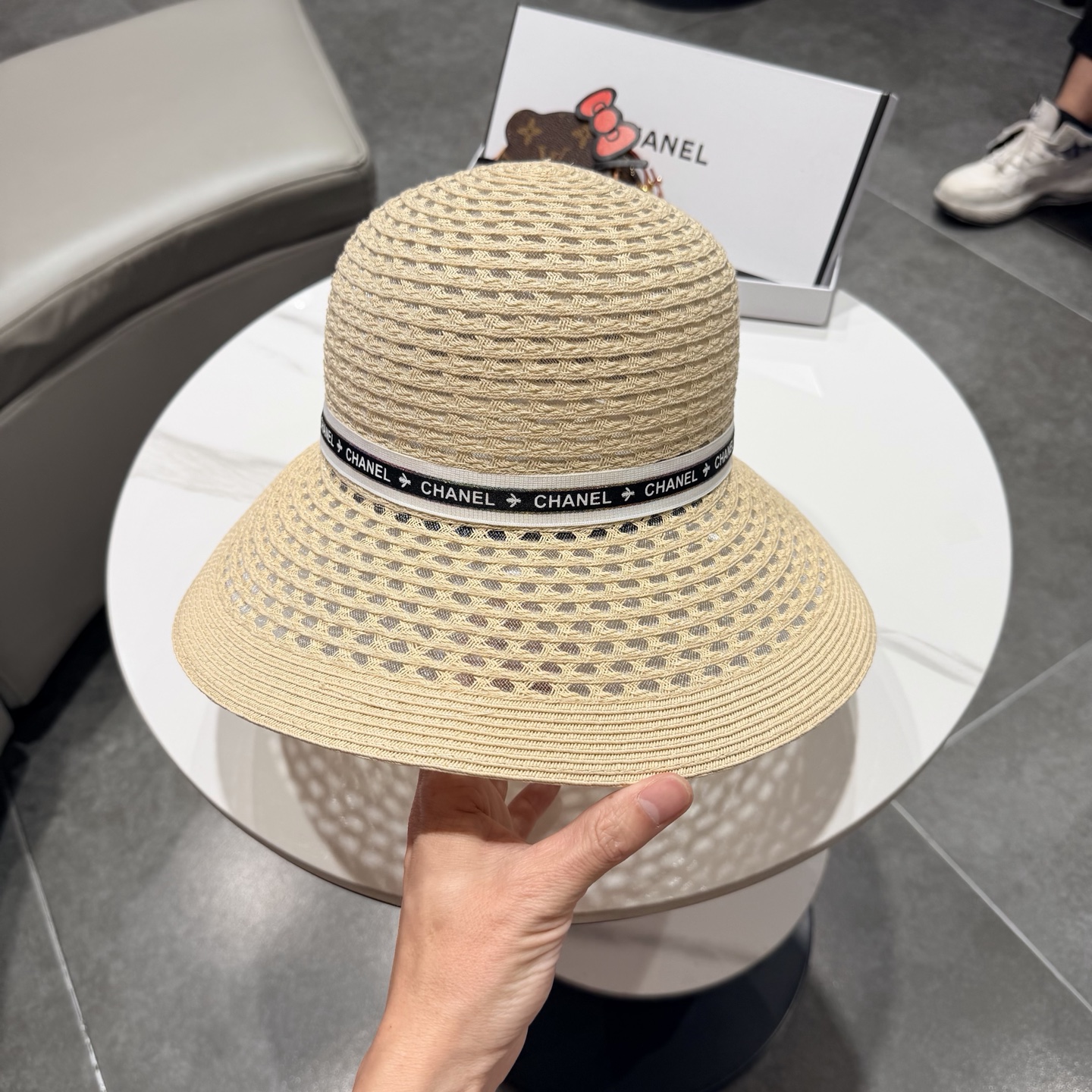 Chanel香奈儿后开叉草帽加强防紫外线，高端定制，头围57cm