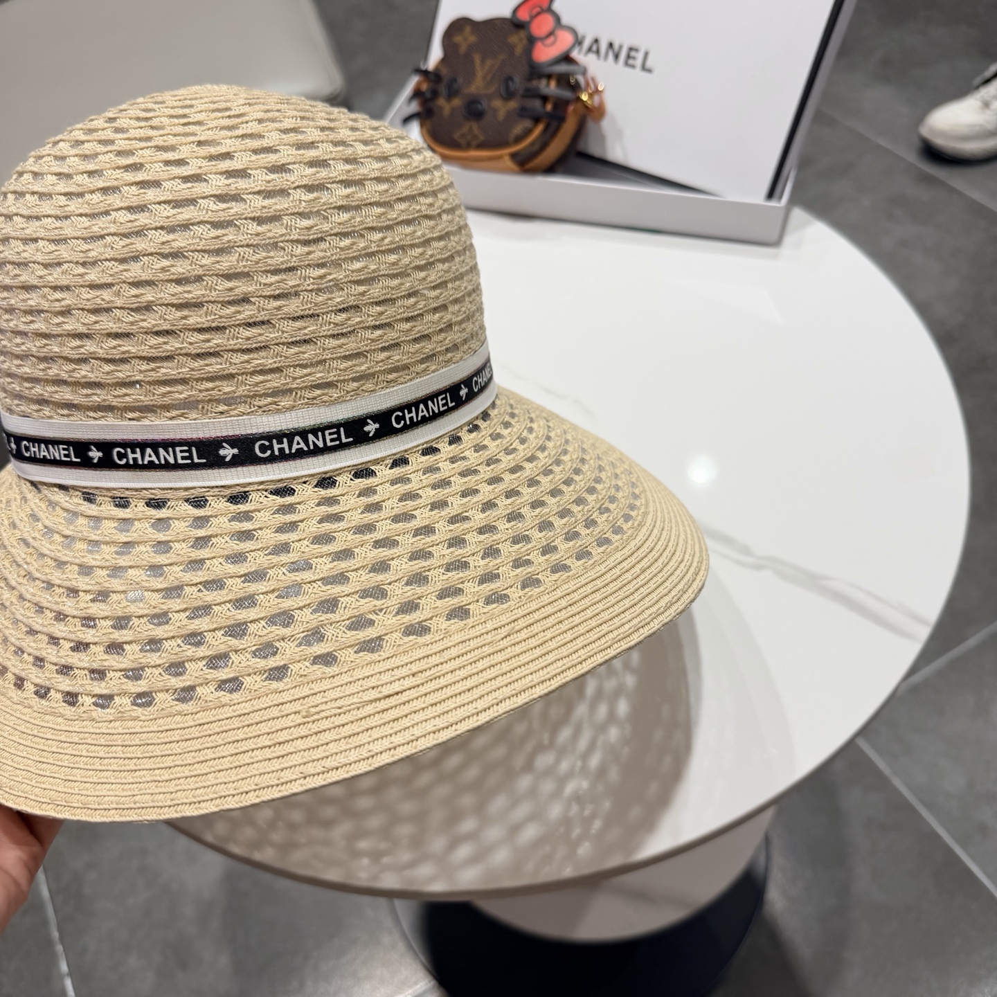 Chanel香奈儿后开叉草帽加强防紫外线，高端定制，头围57cm
