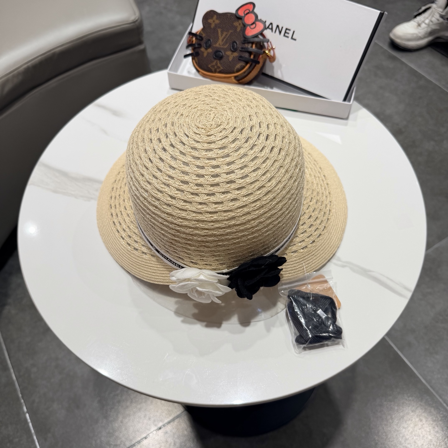 Chanel香奈儿后开叉草帽加强防紫外线，高端定制，头围57cm