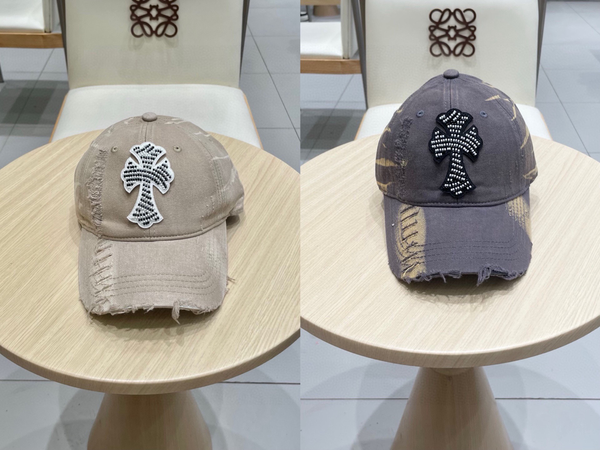 Chrome Hearts 克罗心💓早春韩版时尚复古做旧破洞帽子磨损设计百搭棒球帽鸭舌帽