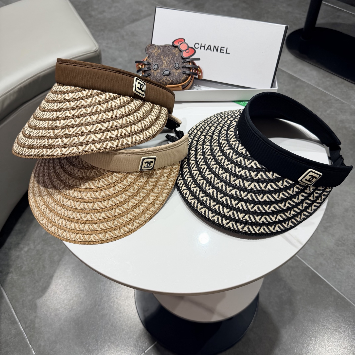 Chanel香奈儿发箍遮阳帽 空顶草帽