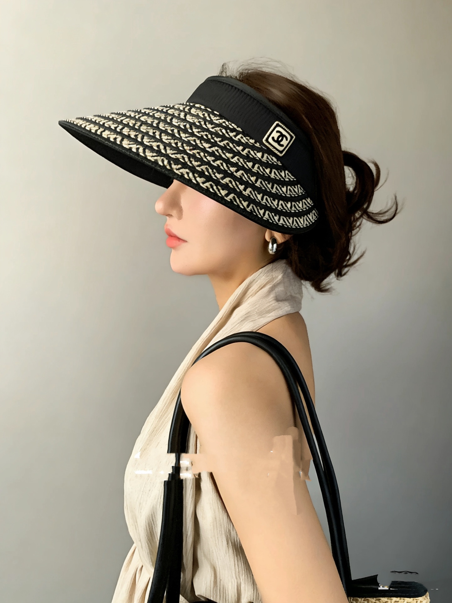 Chanel香奈儿发箍遮阳帽 空顶草帽