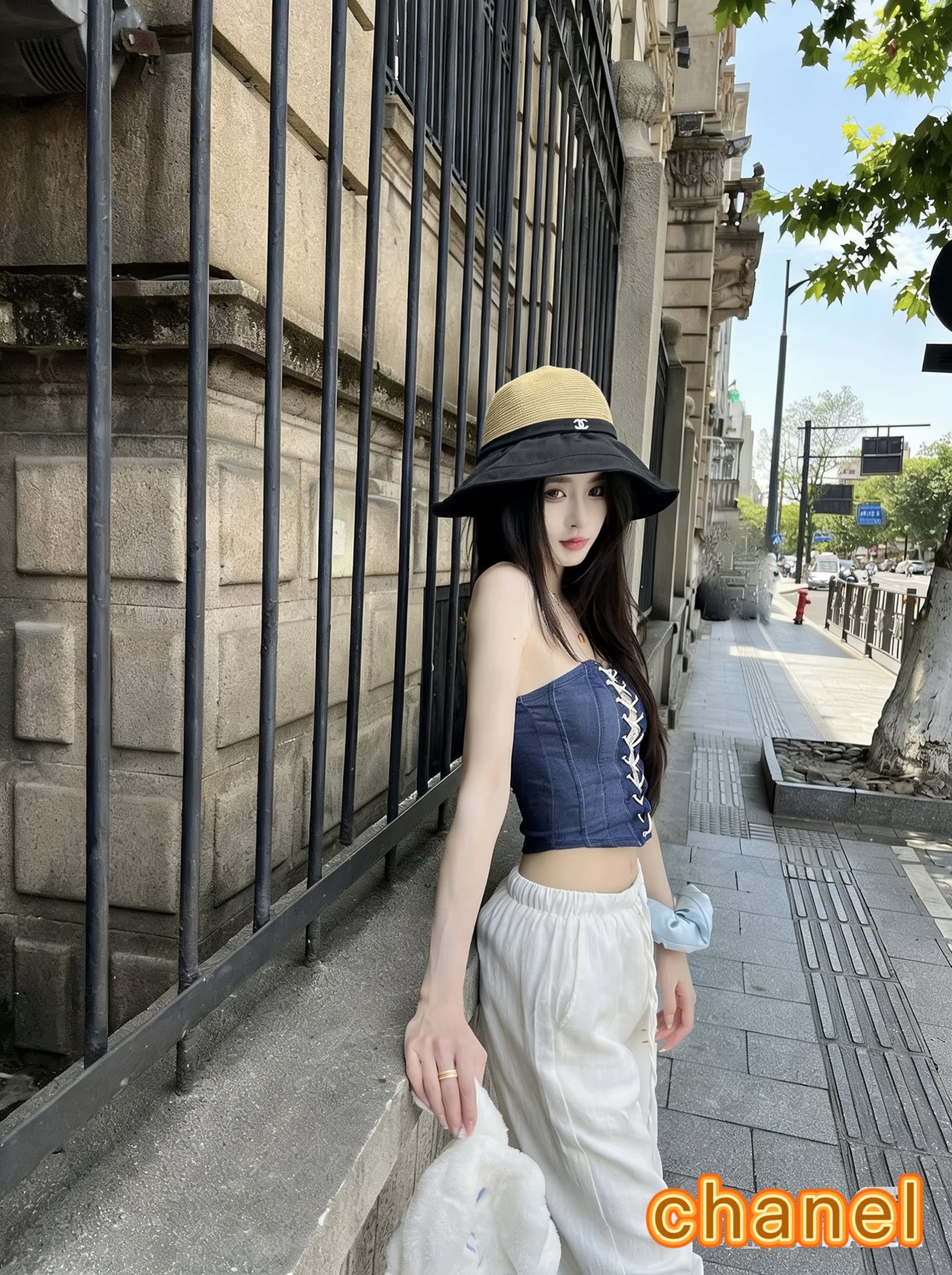 chanel香奈儿新款可收纳当包包渔夫帽子女防紫外线防晒太阳帽优雅百搭个性草帽学生