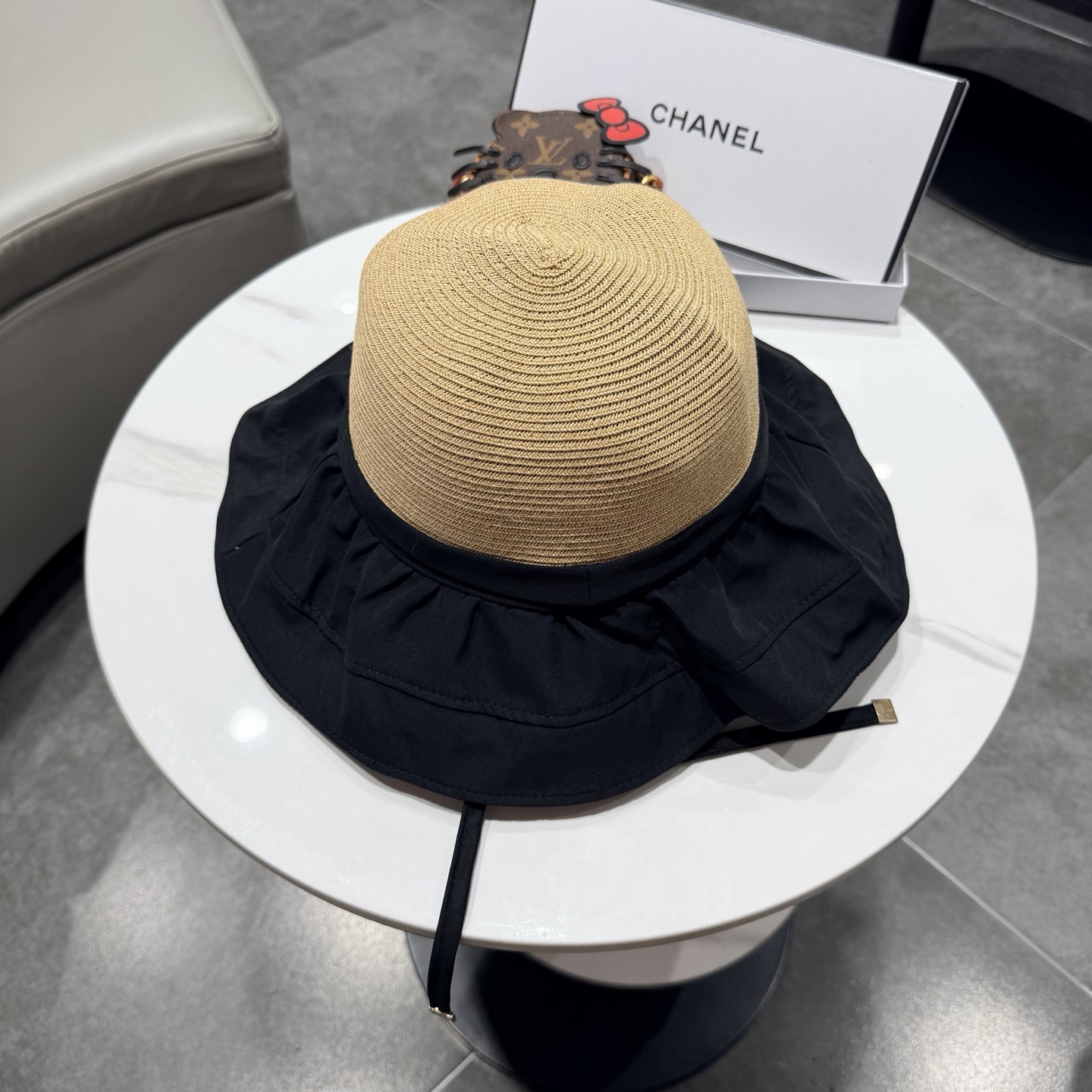 chanel香奈儿新款可收纳当包包渔夫帽子女防紫外线防晒太阳帽优雅百搭个性草帽学生