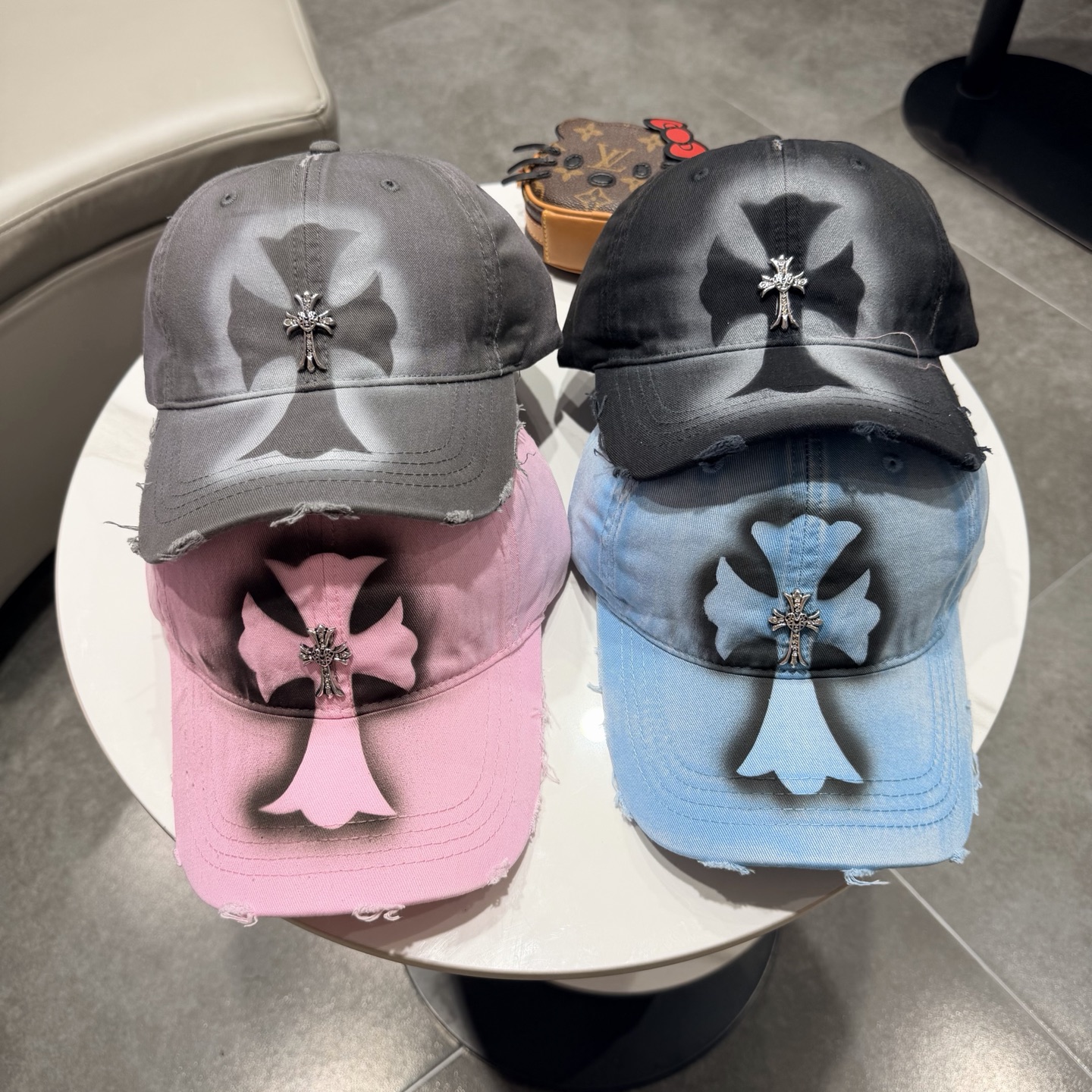 Chrome Hearts 克罗心💓早春韩版时尚复古拼色牛仔棒球帽🧢鸭舌帽