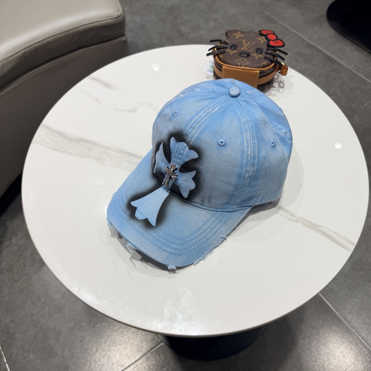 Chrome Hearts 克罗心💓早春韩版时尚复古拼色牛仔棒球帽🧢鸭舌帽