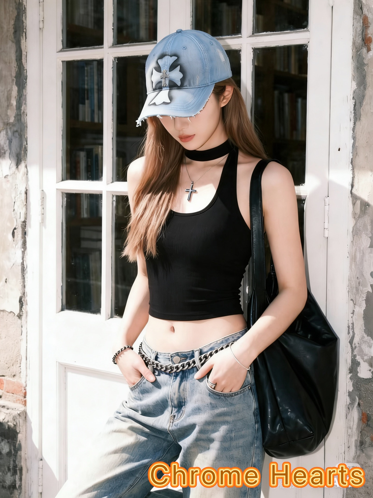 Chrome Hearts 克罗心💓早春韩版时尚复古拼色牛仔棒球帽🧢鸭舌帽