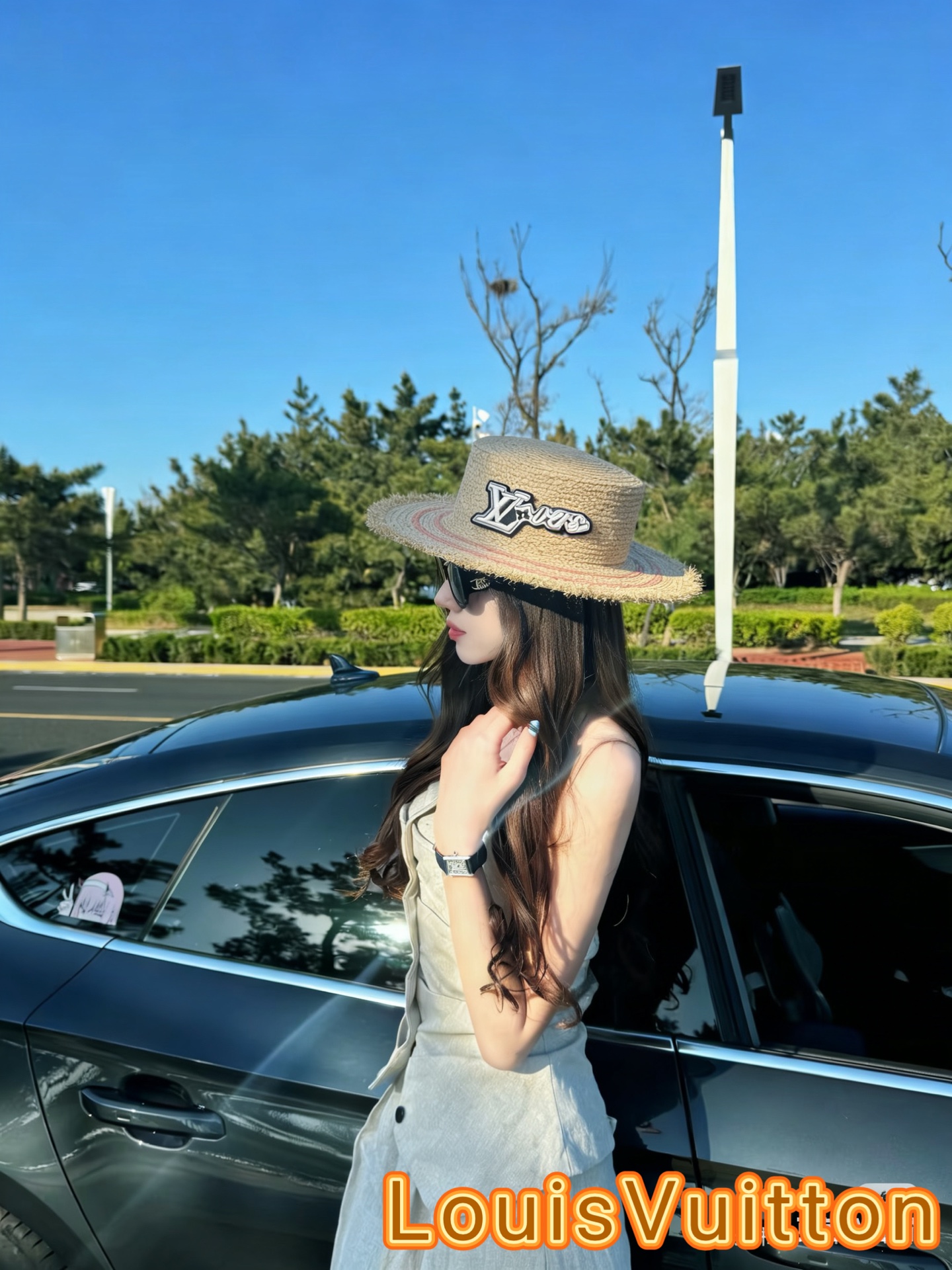 Lv新款草帽，拉菲草制作，名媛必备，头围57cm
