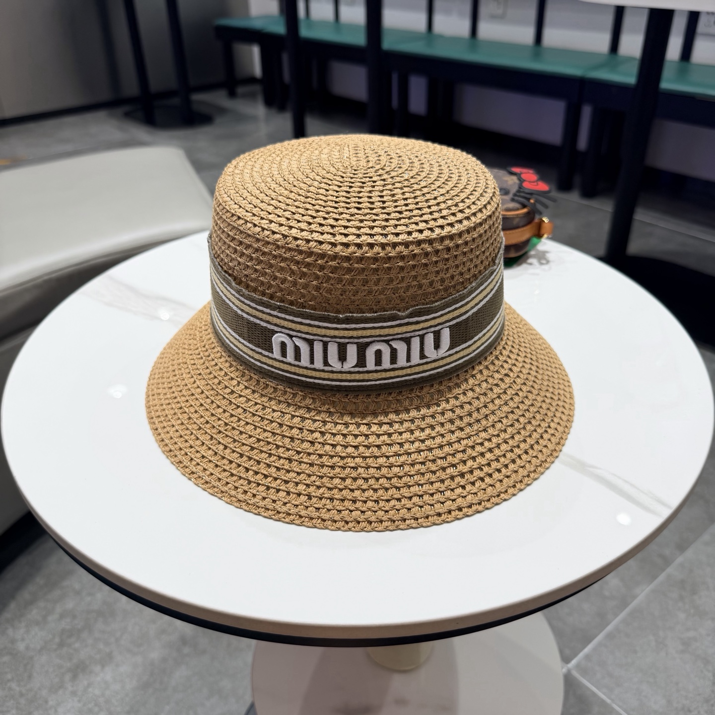 miumiu缪缪新款水桶礼帽，天然草帽，头围57cm
