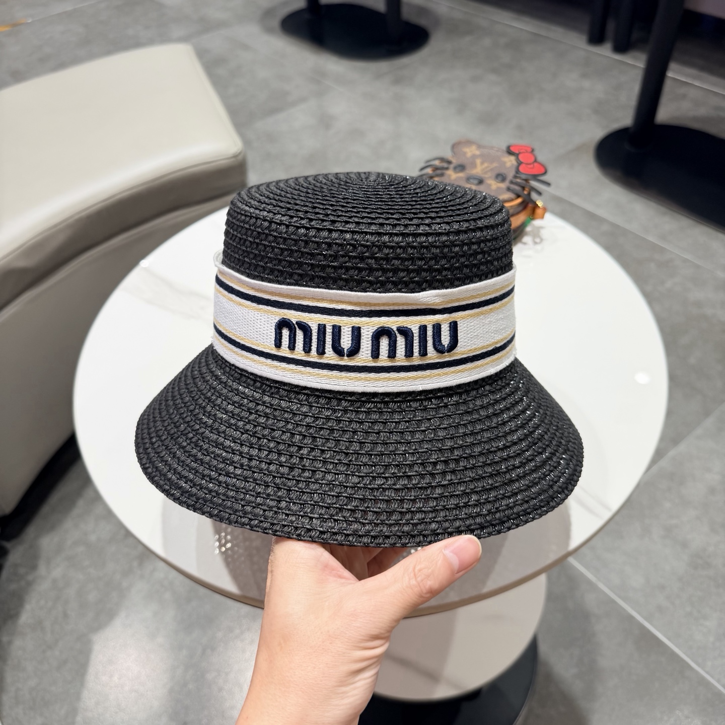 miumiu缪缪新款水桶礼帽，天然草帽，头围57cm