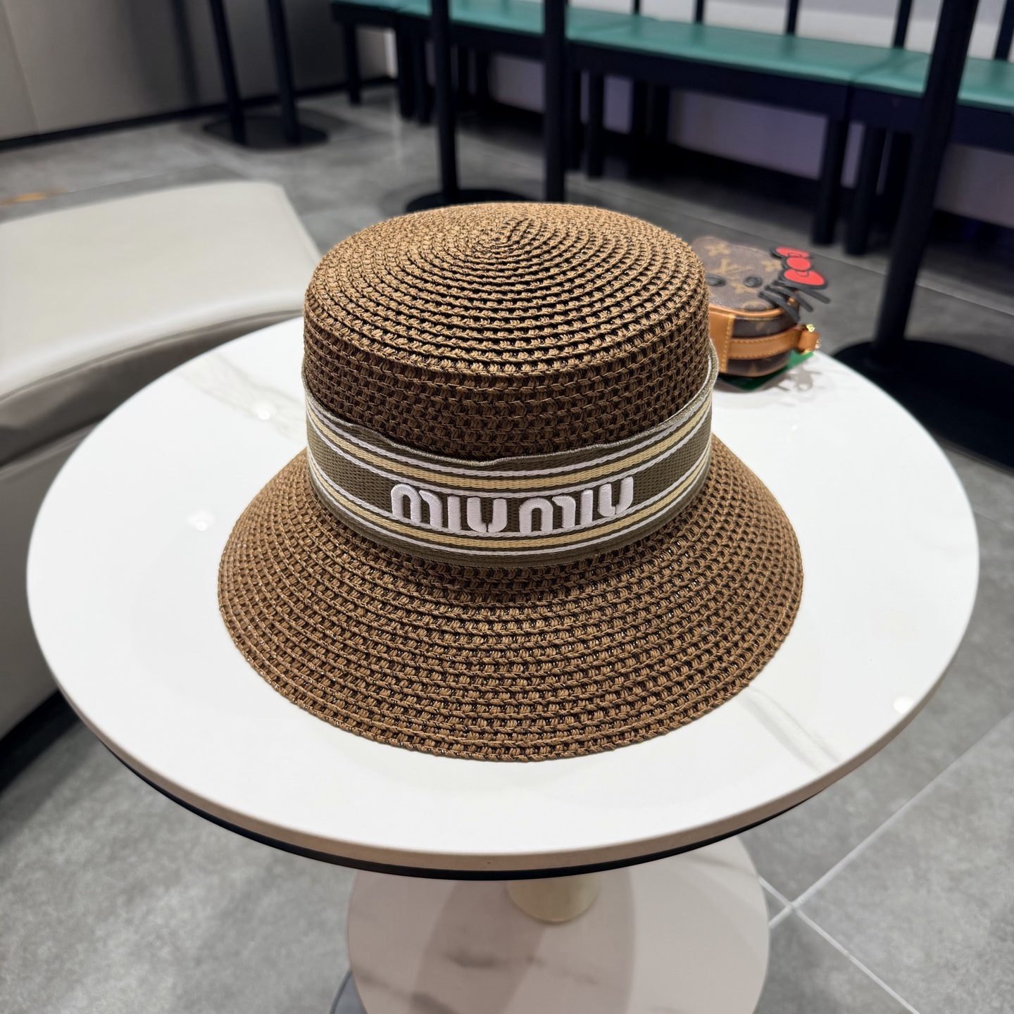 miumiu缪缪新款水桶礼帽，天然草帽，头围57cm