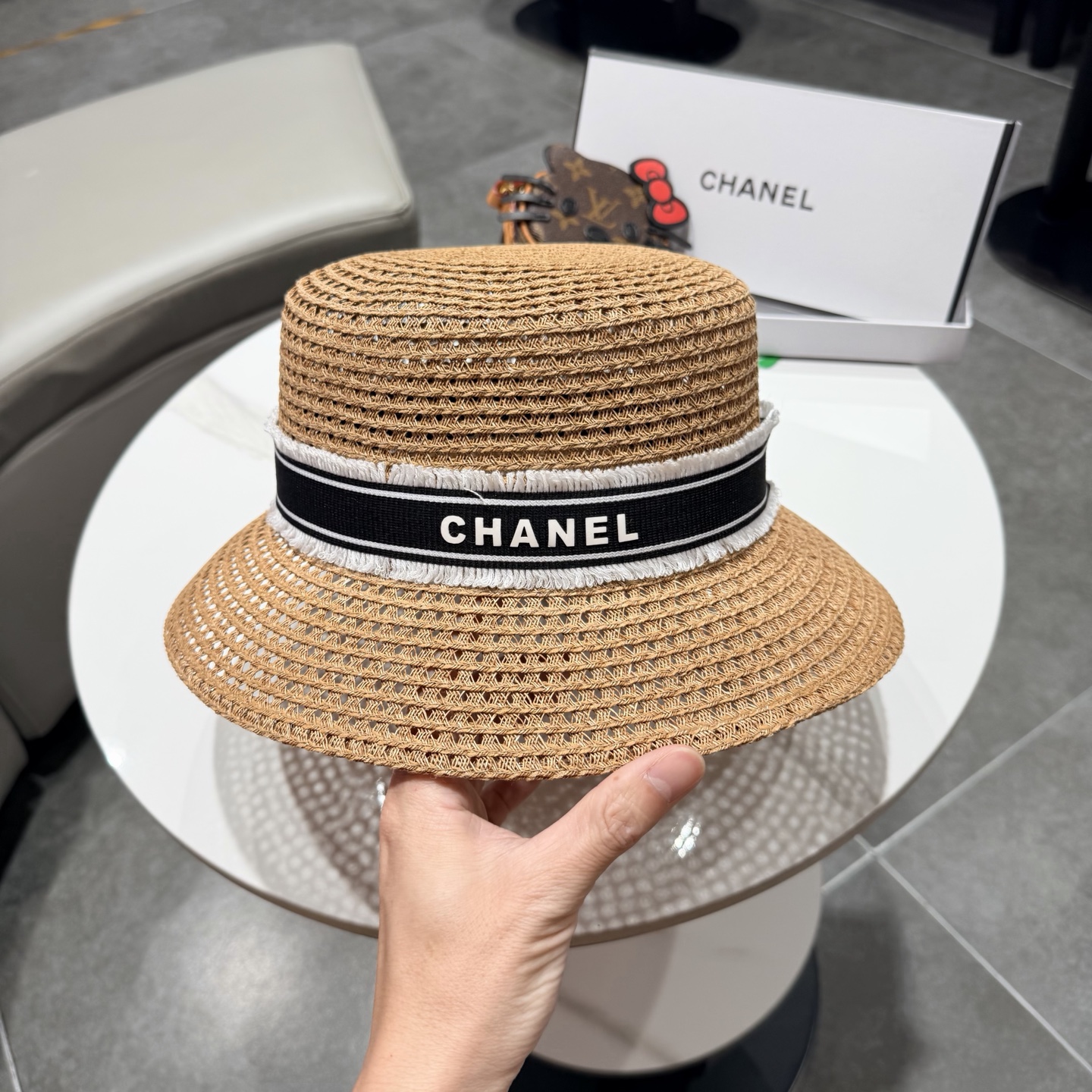 Chanel香奈儿名媛帽进口台湾PP草，头围57cm