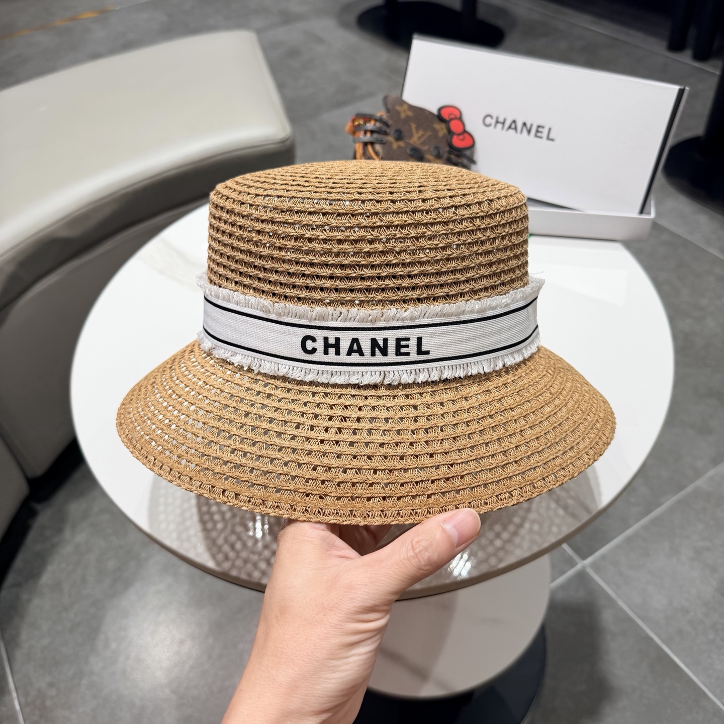Chanel香奈儿名媛帽进口台湾PP草，头围57cm