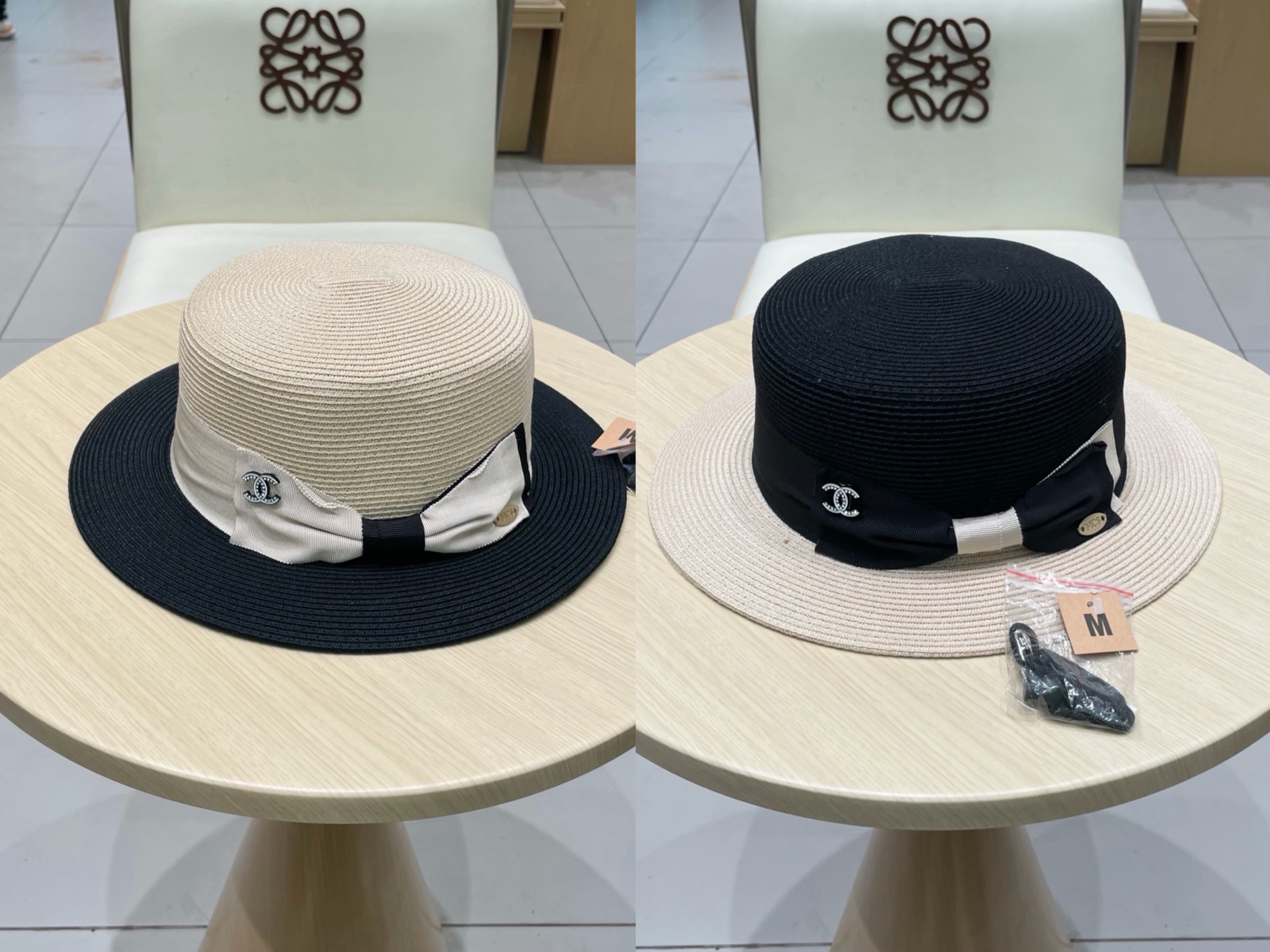 chanel夏季新款细辫小盆帽实用的高颜值美物，夏日就是需要清凉色系，超美平顶遮阳凹造型利器，PP草遮阳