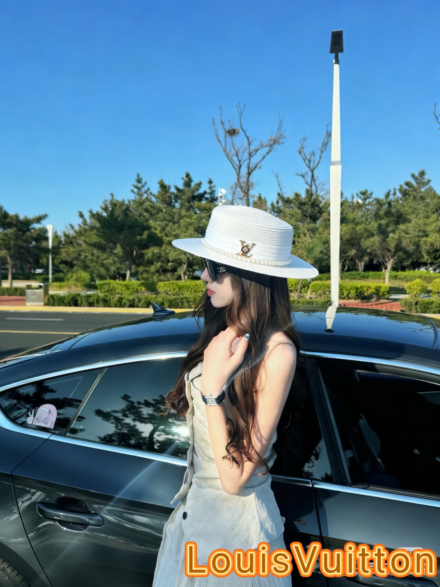 lv新款平顶草帽 头围57cm