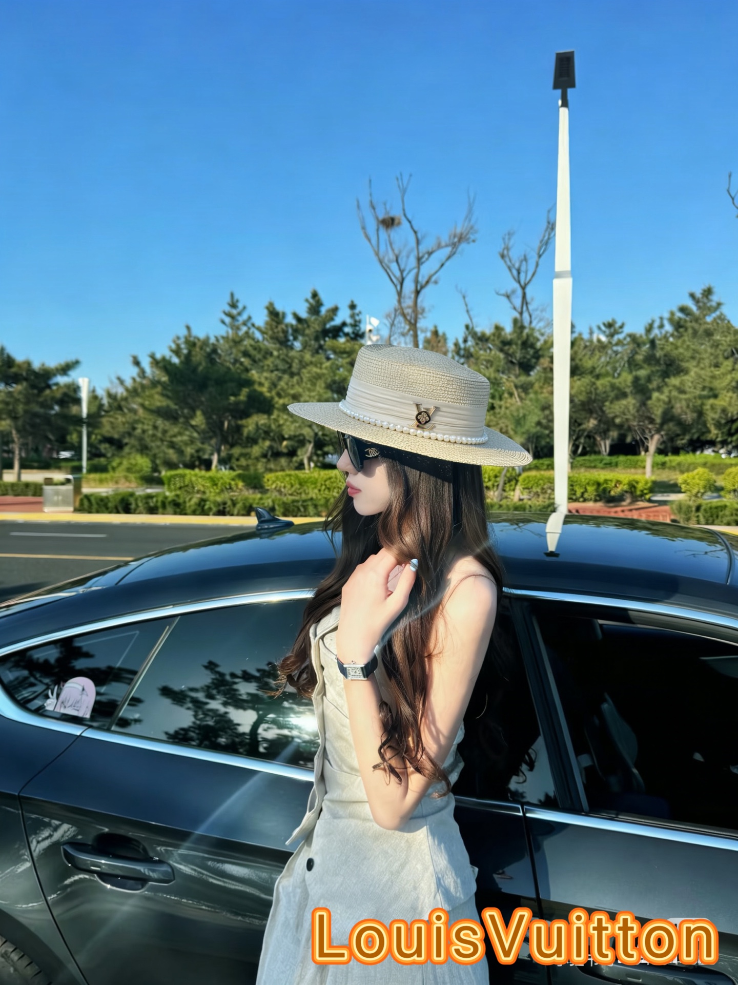 lv新款平顶草帽 头围57cm