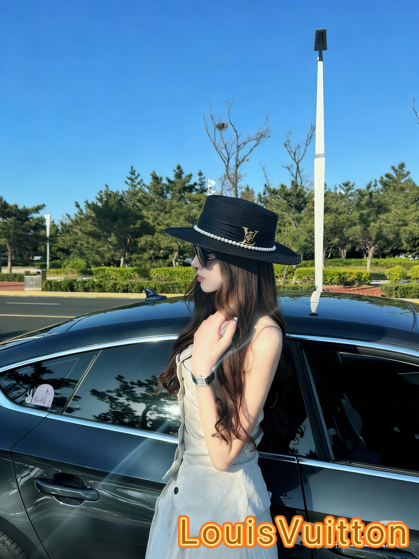 lv新款平顶草帽 头围57cm