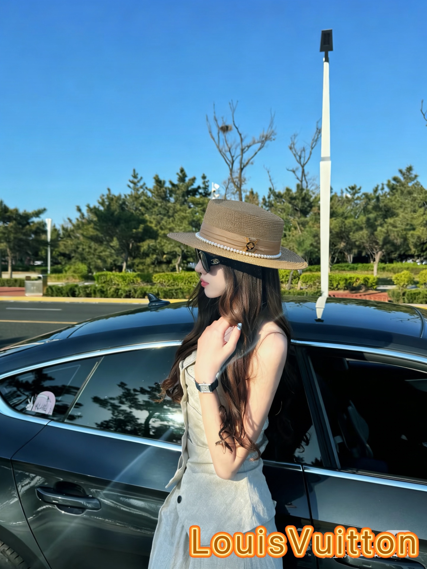 lv新款平顶草帽 头围57cm