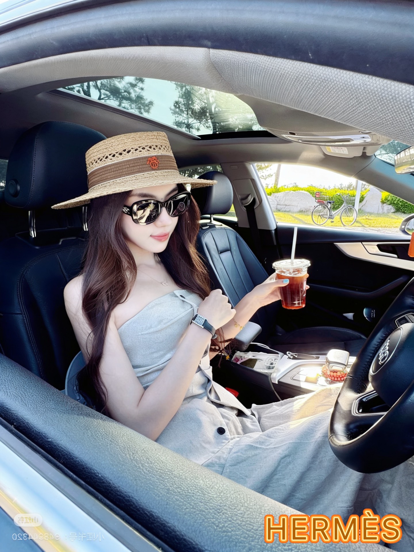 爱马仕拉菲草平顶帽🆕防晒遮阳百搭 👌 头围55～58cm