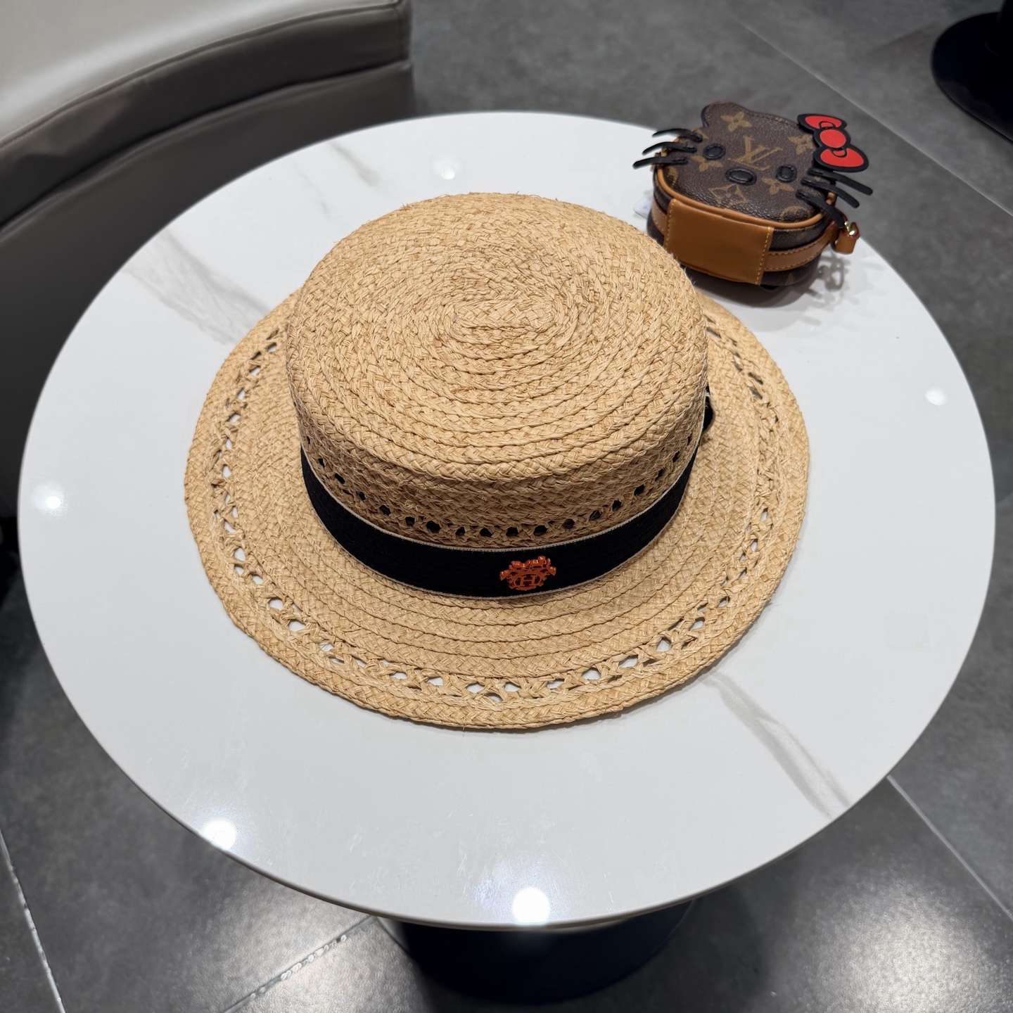 爱马仕拉菲草平顶帽🆕防晒遮阳百搭 👌 头围55～58cm