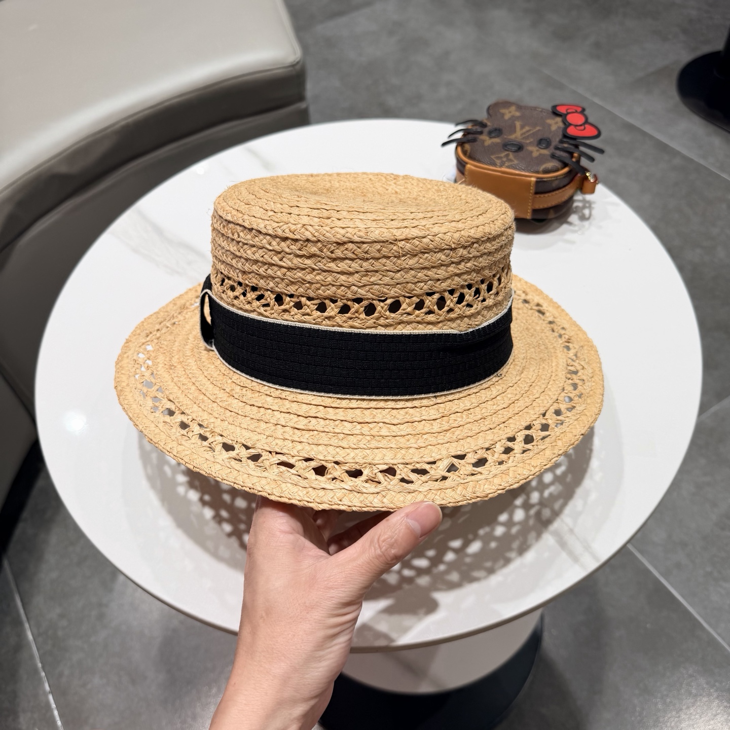 爱马仕拉菲草平顶帽🆕防晒遮阳百搭 👌 头围55～58cm