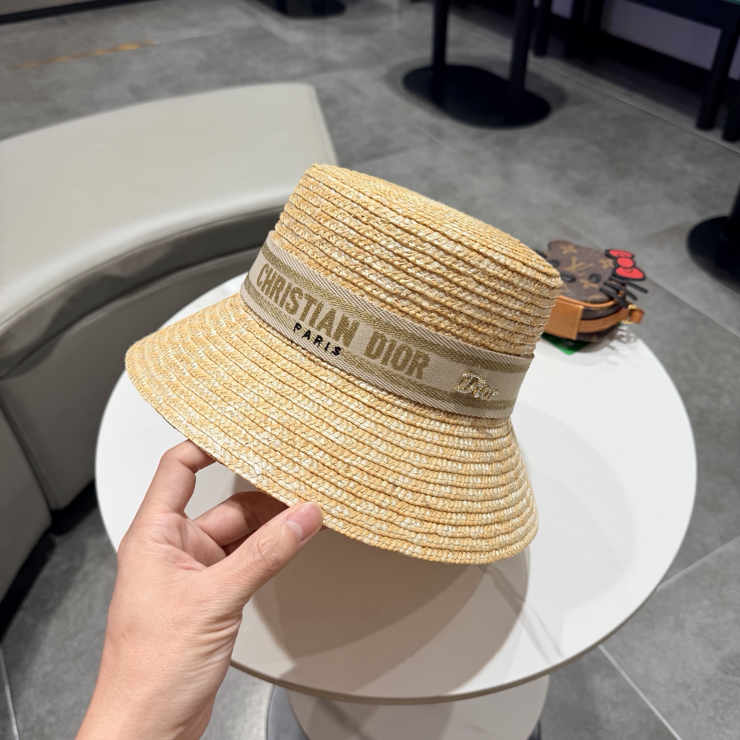 Dior迪奥麦秆草礼帽，头围57cm