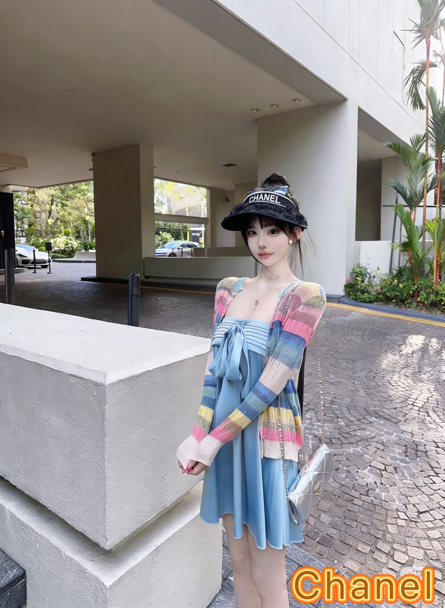 Chanel香奈儿新款小清新空顶遮阳帽，可调节