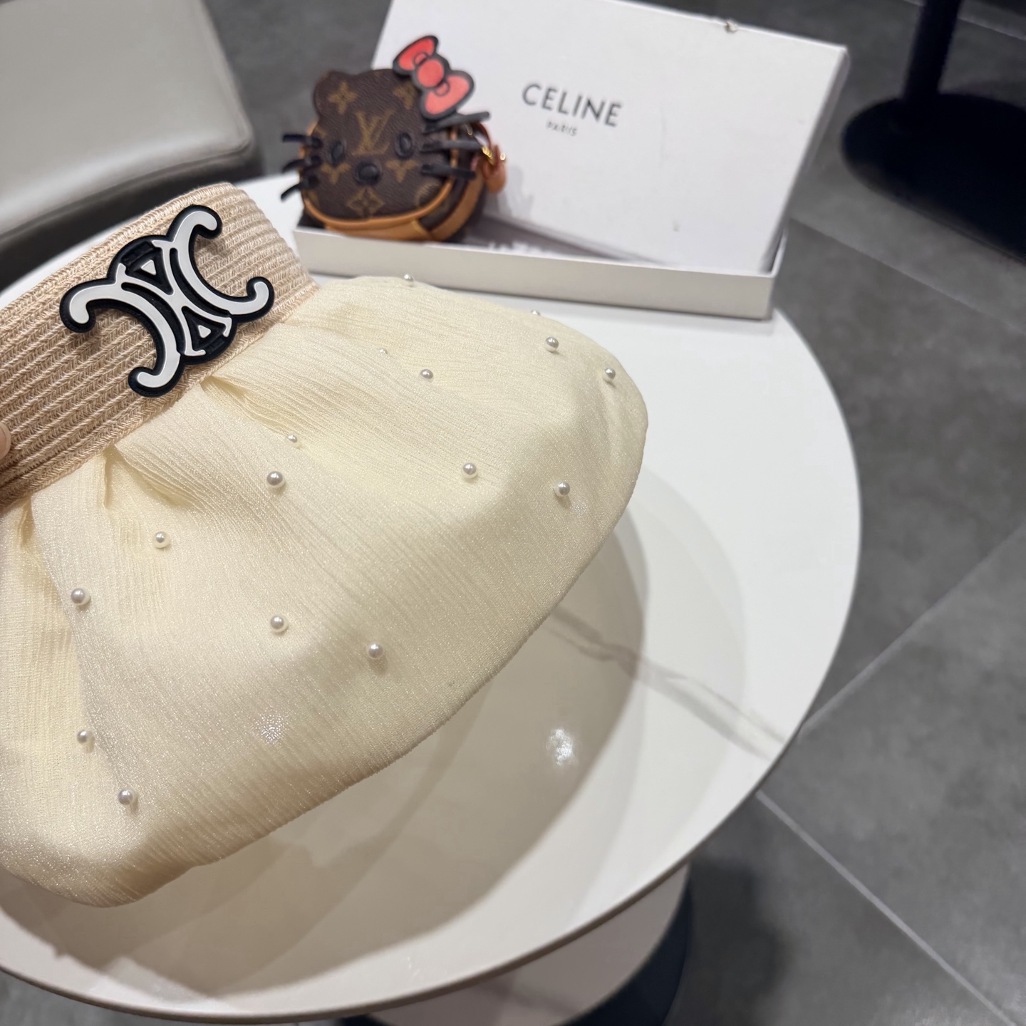 赛琳celine甜美珍珠空顶防晒帽女夏天大檐遮阳贝壳帽海边度假防紫外线渔夫帽