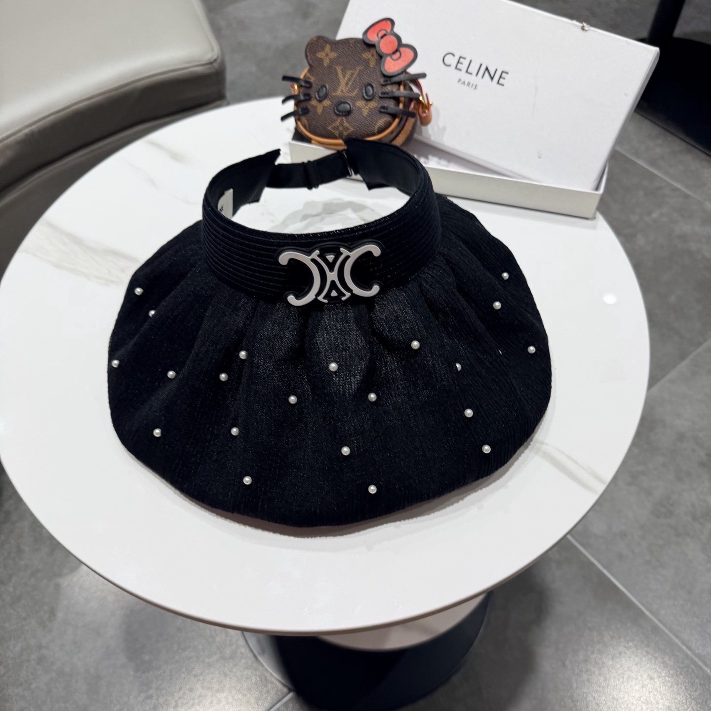 赛琳celine甜美珍珠空顶防晒帽女夏天大檐遮阳贝壳帽海边度假防紫外线渔夫帽