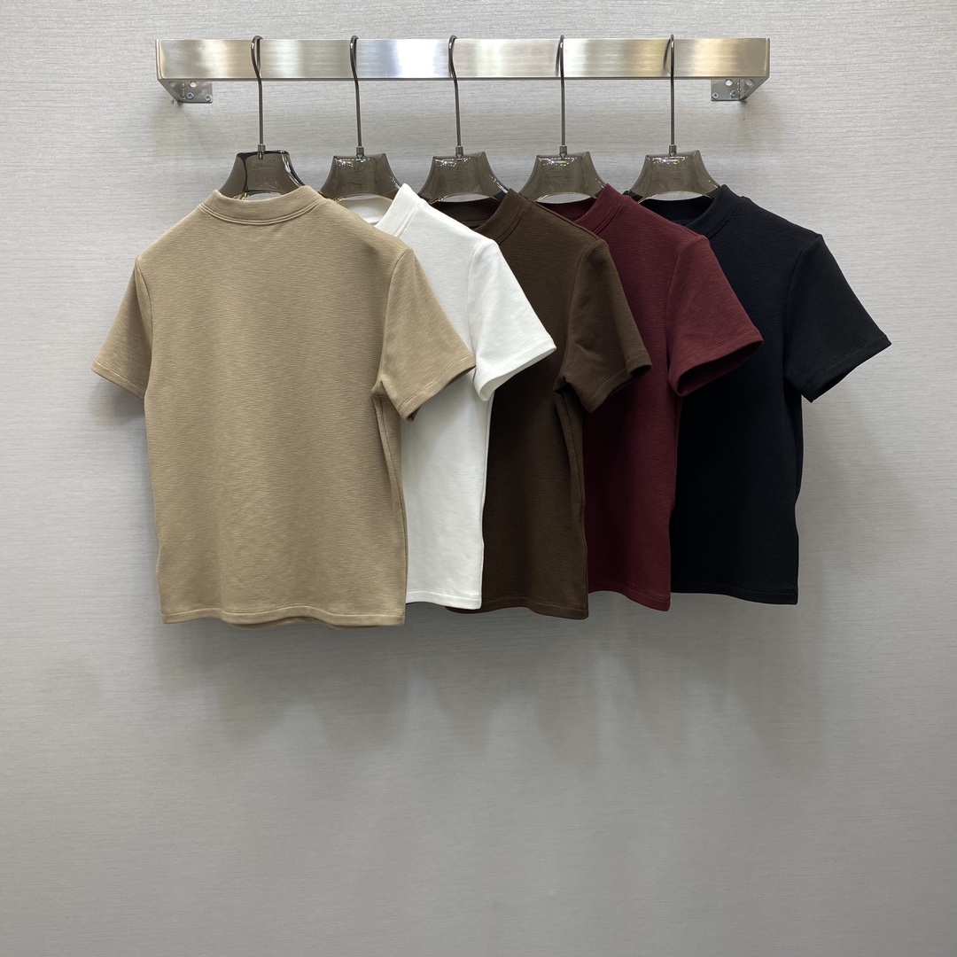 New Air-Based Tie Metal Button Short T-Shirt in 5 Colors, Sizes S-XL - 图片 3