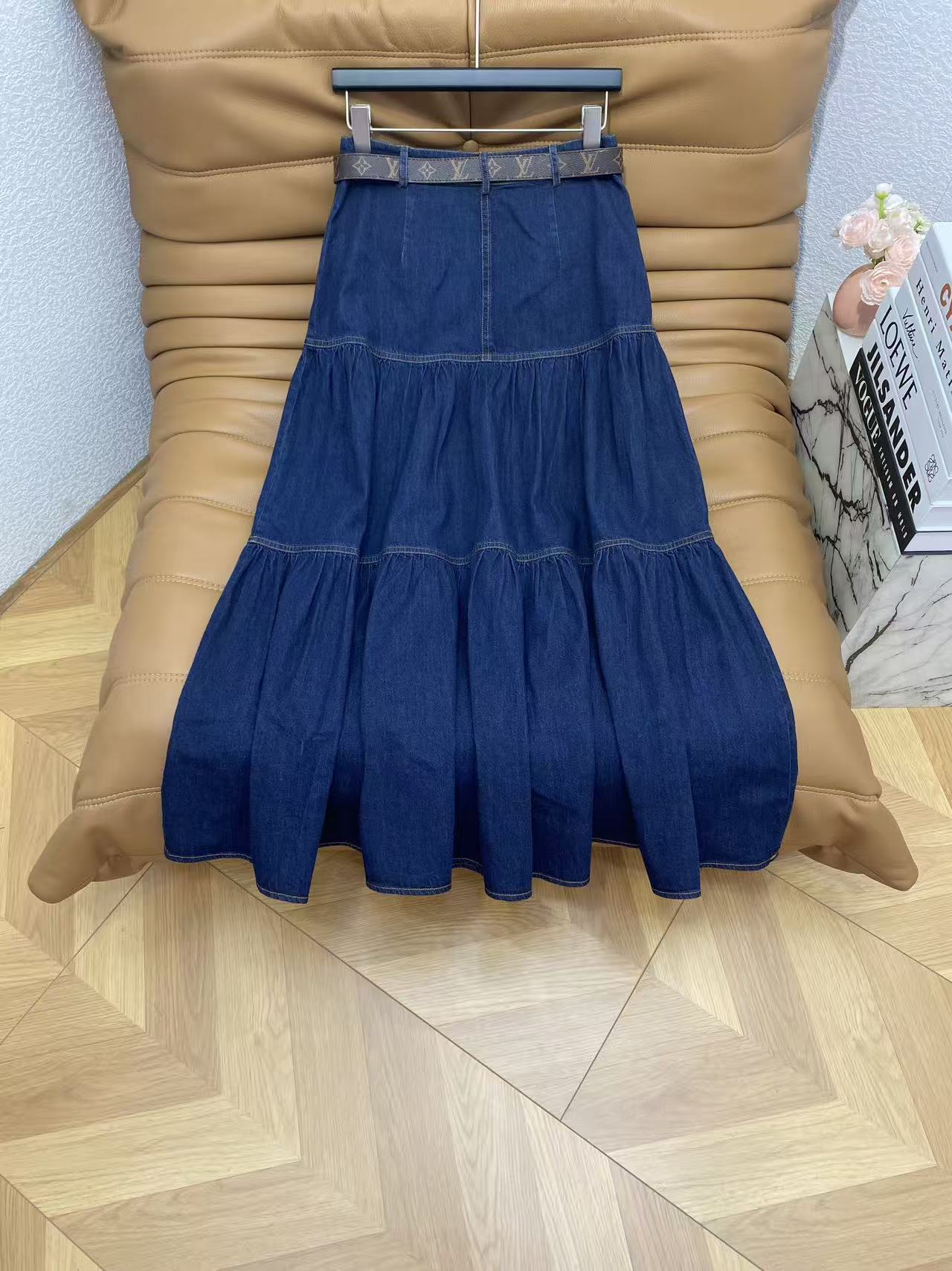 루이비통 데님 미디 스커트 상세 이미지 7