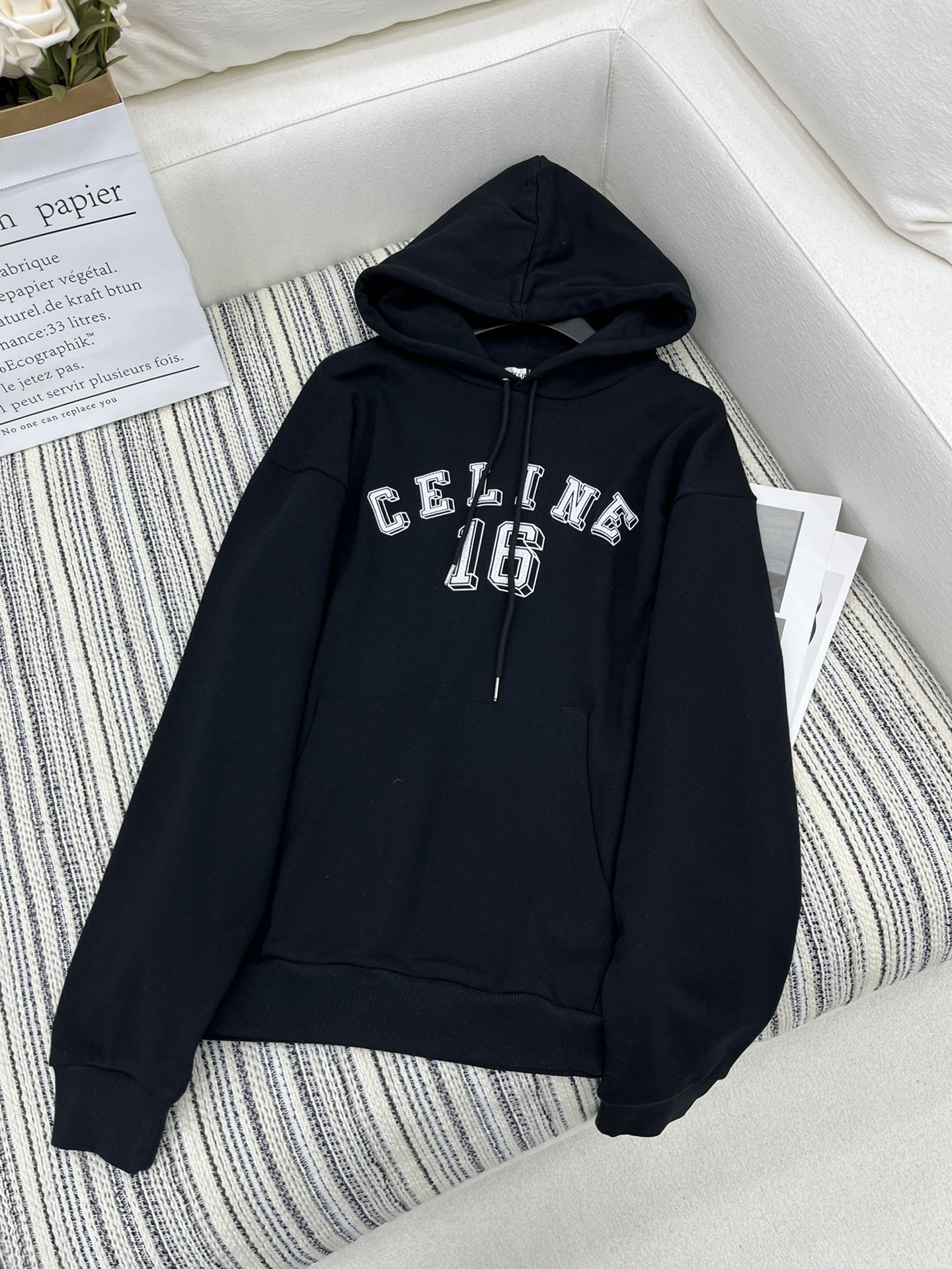 4/爆款现货原单品质Celin*2024新品带帽卫衣定制YB原生全棉材质亲肤透气质感十足宽松慵懒卫衣裁剪