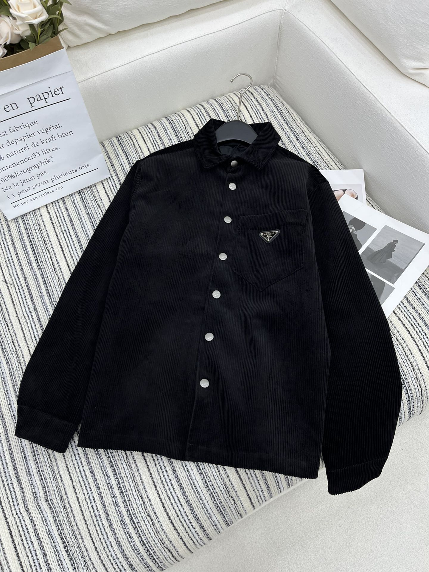 Prada Clothing Coats & Jackets Black Corduroy Fall/Winter Collection Casual