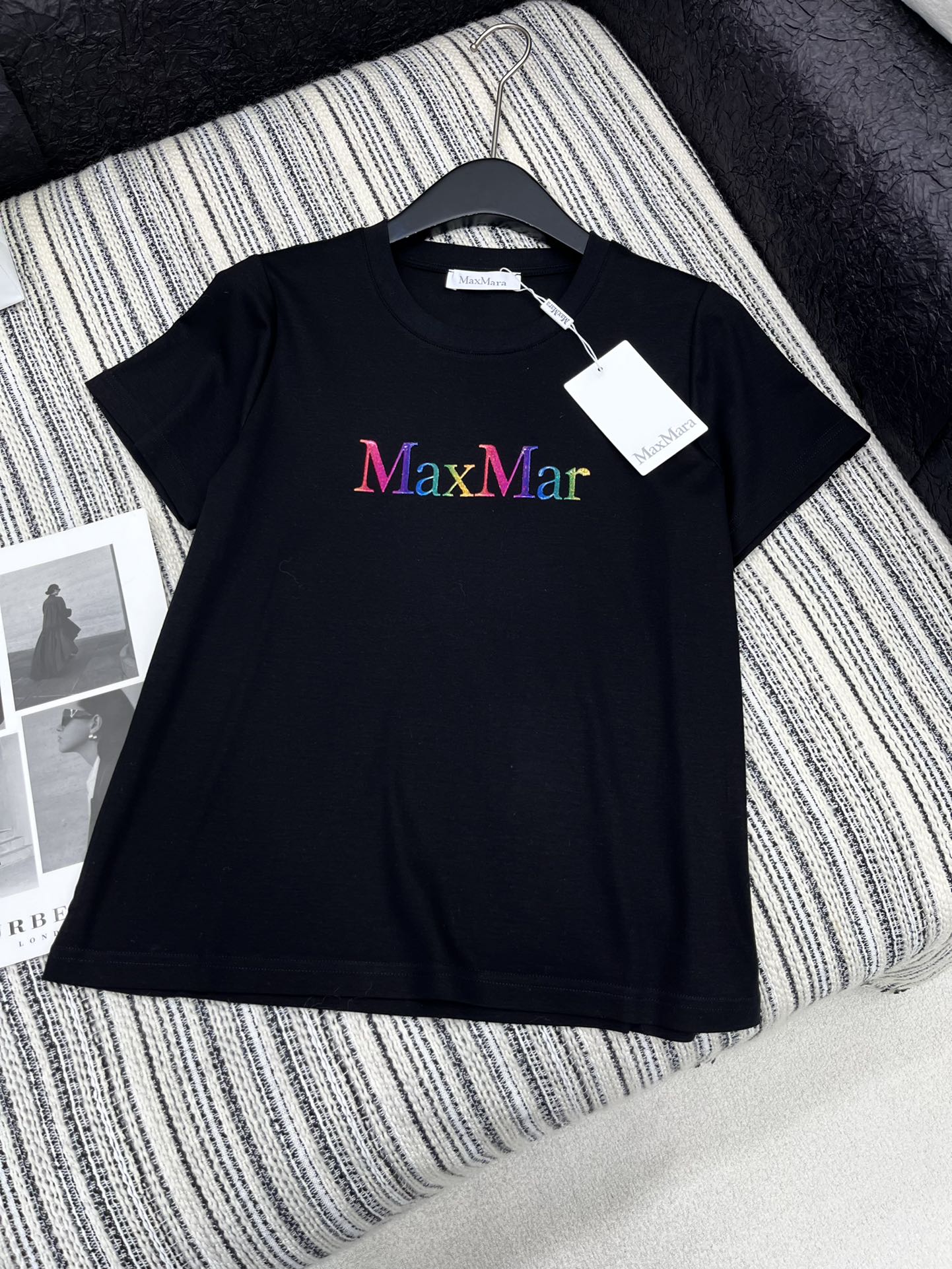 4/爆款现货原单品质MaxMara*2025新品圆领刺绣定制YB斜纹全棉材质透气舒适质感十足常规短袖T恤