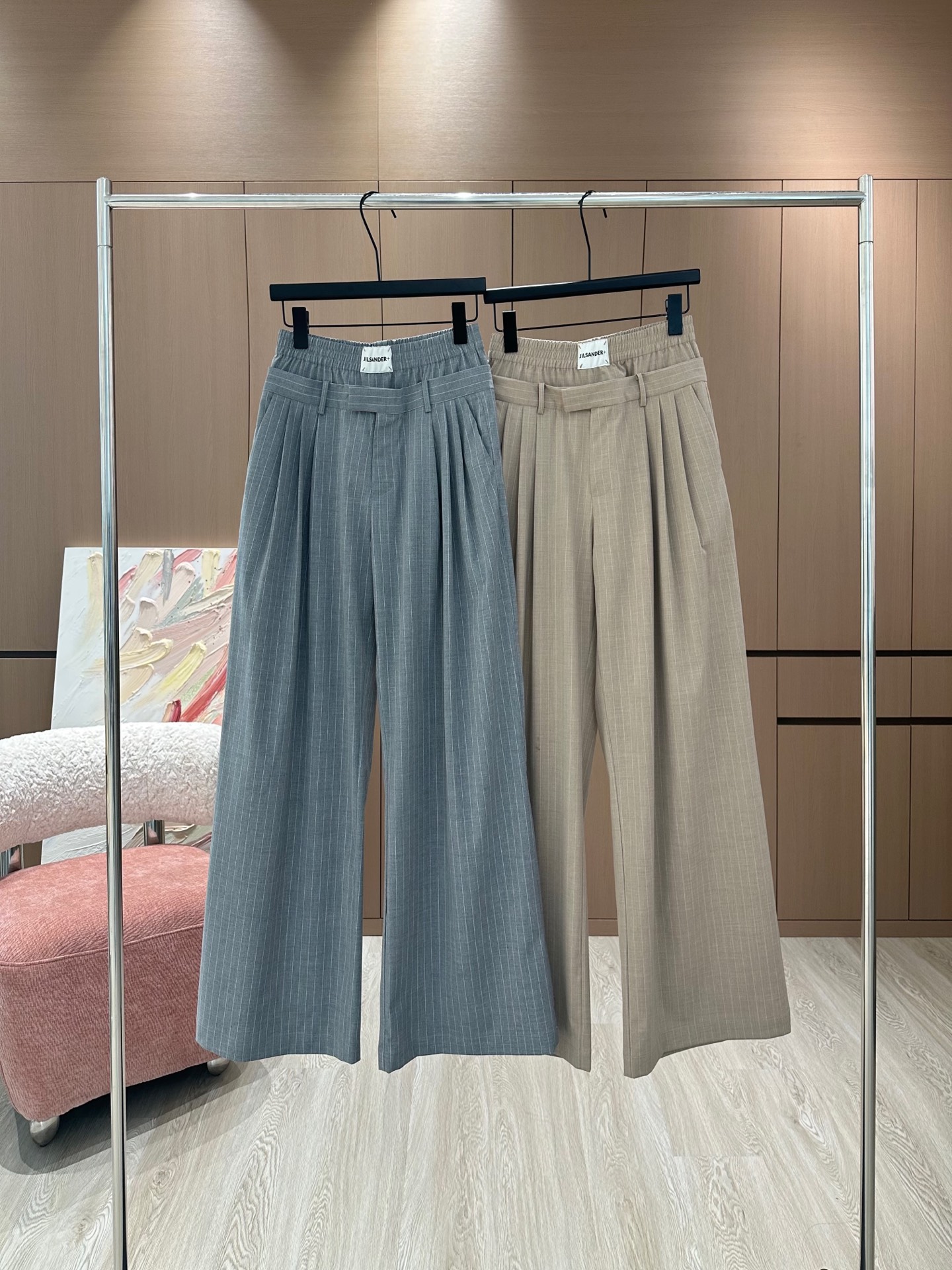 High Quality Women’s Clothes Set: Leisure Pants with Long Legs, Curry Gray, Sizes S-L - 图片 1