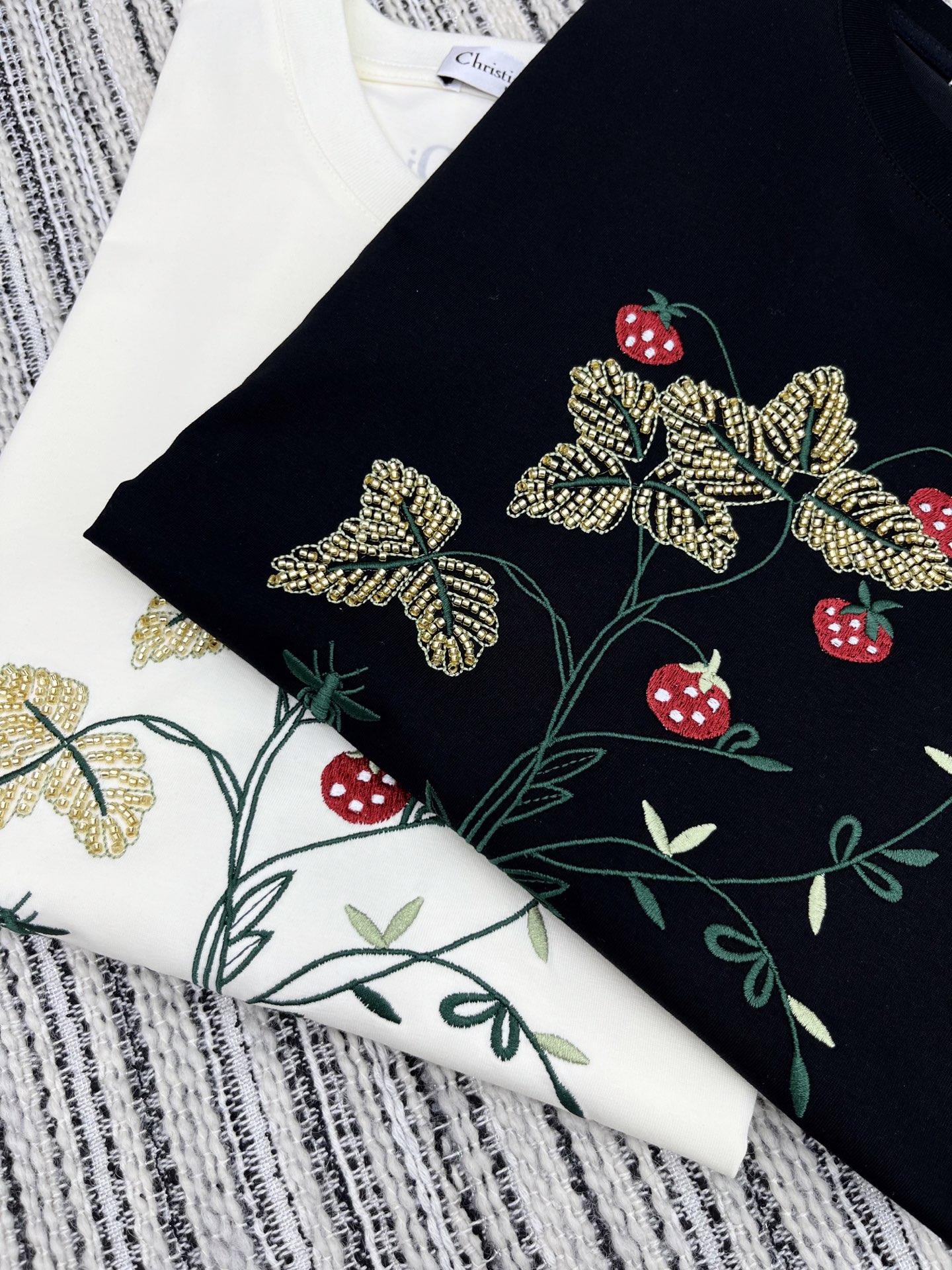 Dior Women's 2025 Embroidered Tee - Premium Cotton, Black & White, Size S-L 7 i1746004795651 8805 0 5