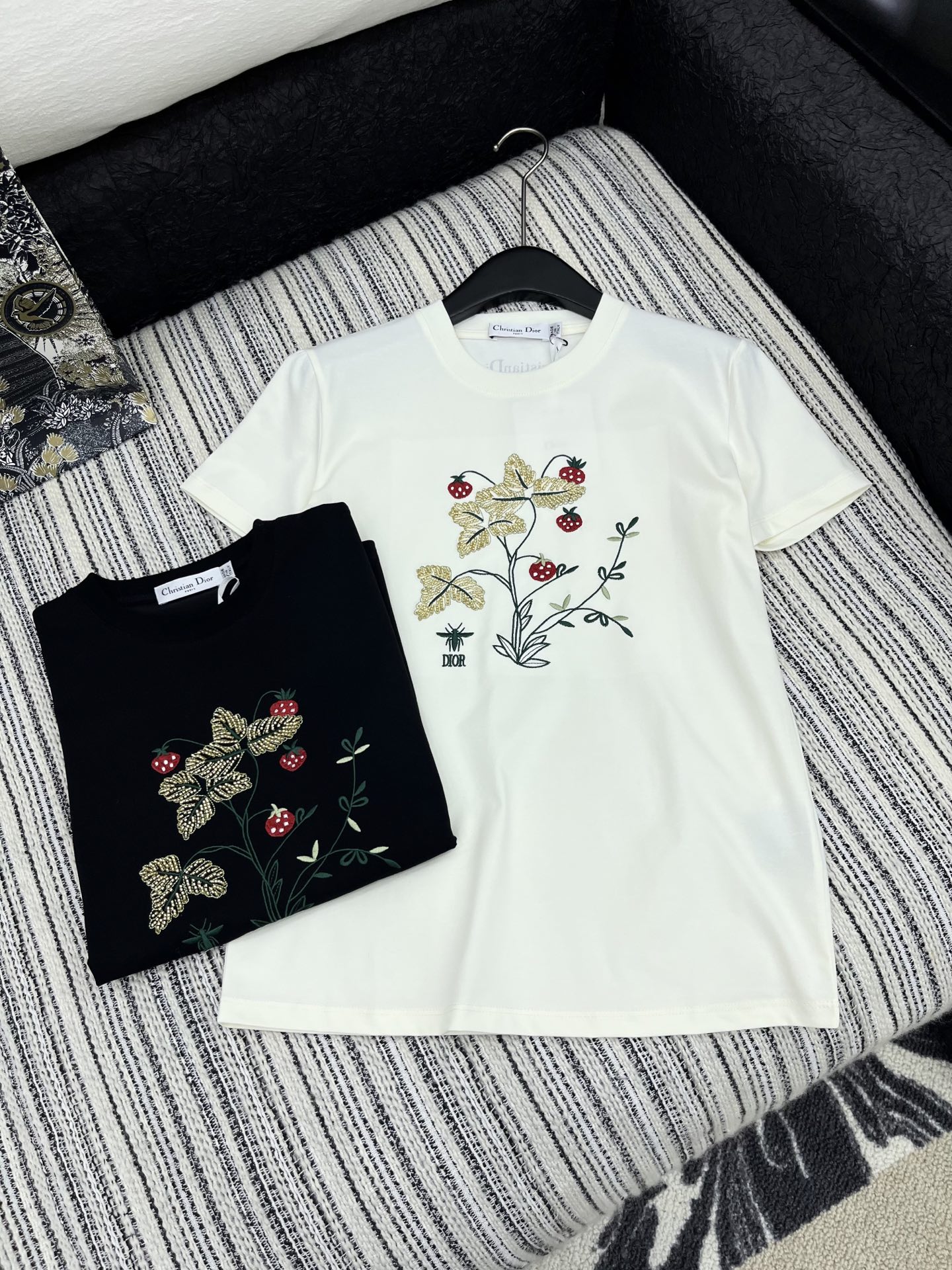 Dior Women's 2025 Embroidered Tee - Premium Cotton, Black & White, Size S-L 5 i1746004795660 583 0 3