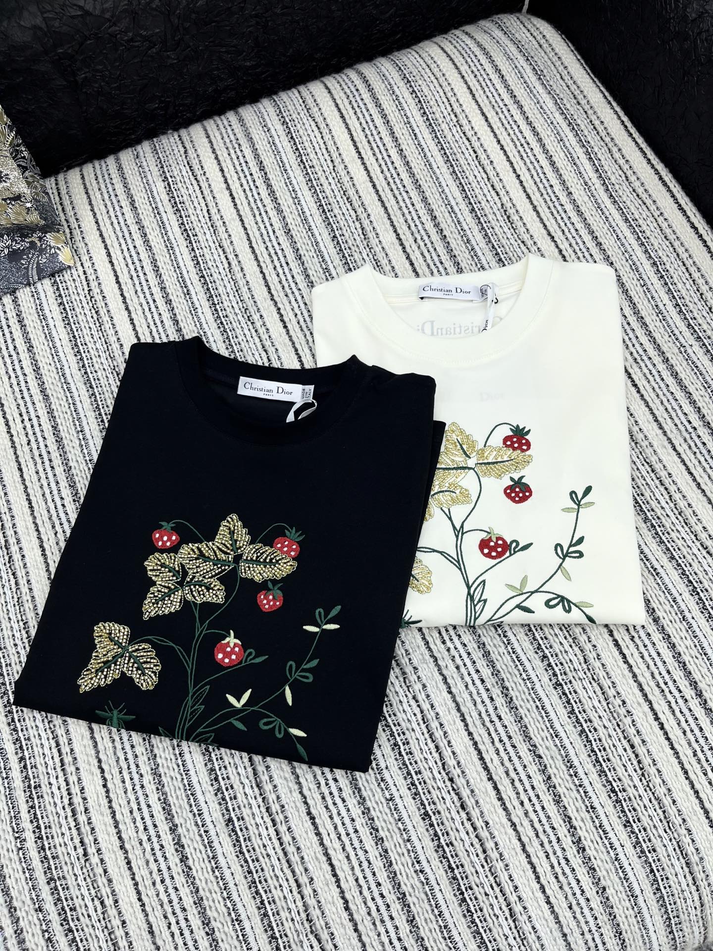Dior Women's 2025 Embroidered Tee - Premium Cotton, Black & White, Size S-L 6 i1746004797751 1307 0 4