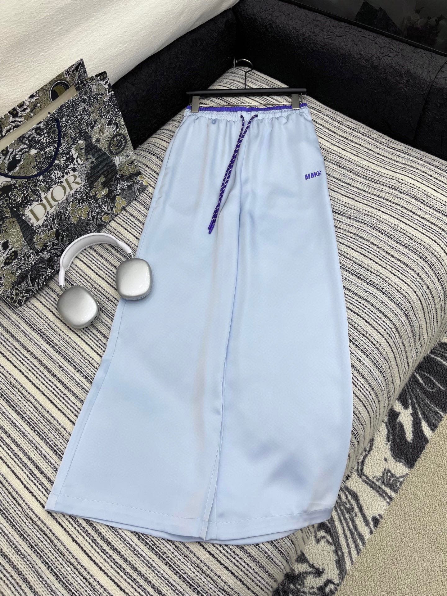 MM6 Maison Margiela Women's Drawstring Casual Pants - Light Blue 1 i1746936736194 3061 0 0