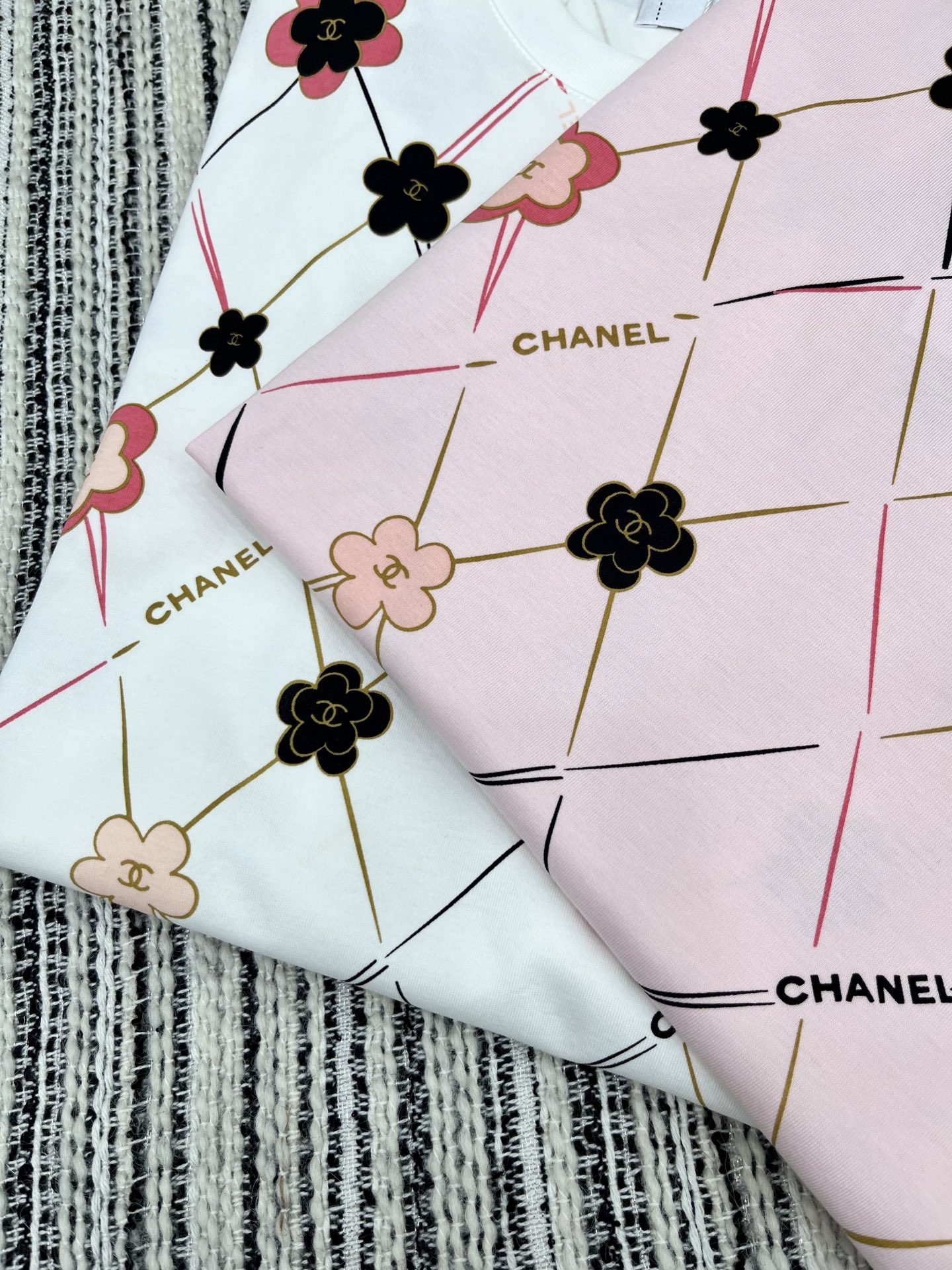 2025 New Chane*25 T-Shirts: Original, Quality, Classic Design, Pink & White - 图片 6