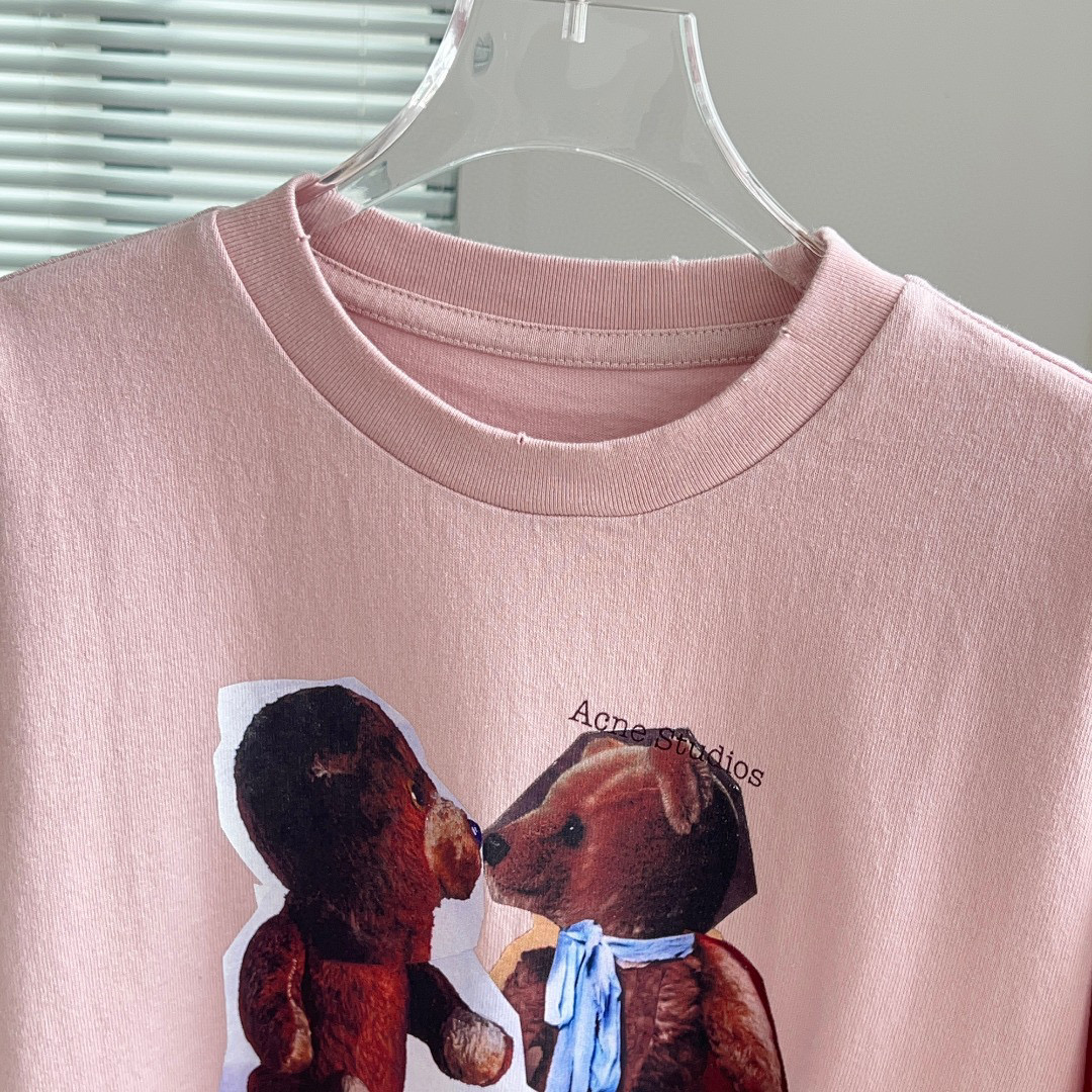 2025 New ACNE STUDIO Bear T-Shirt Set in Pink, Sizes S-L - 图片 2