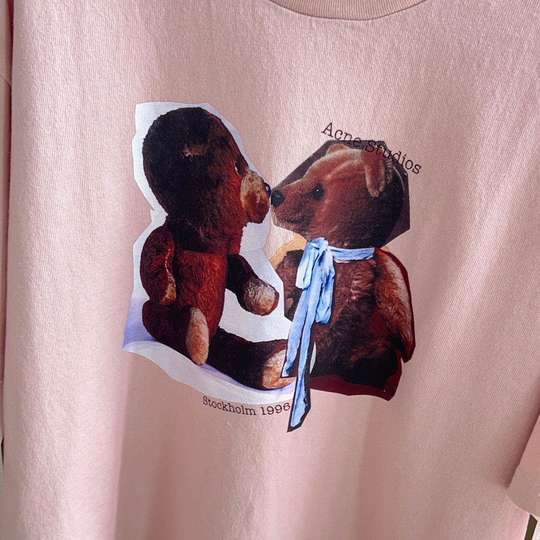 2025 New ACNE STUDIO Bear T-Shirt Set in Pink, Sizes S-L - 图片 4