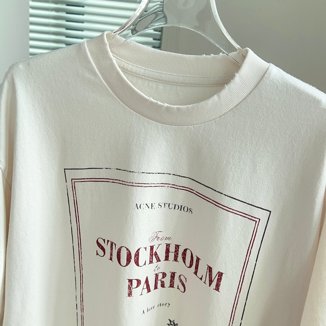 2025 New ACNE STUDIO Letter-Print T-shirts in White, Sizes S-L - 图片 2