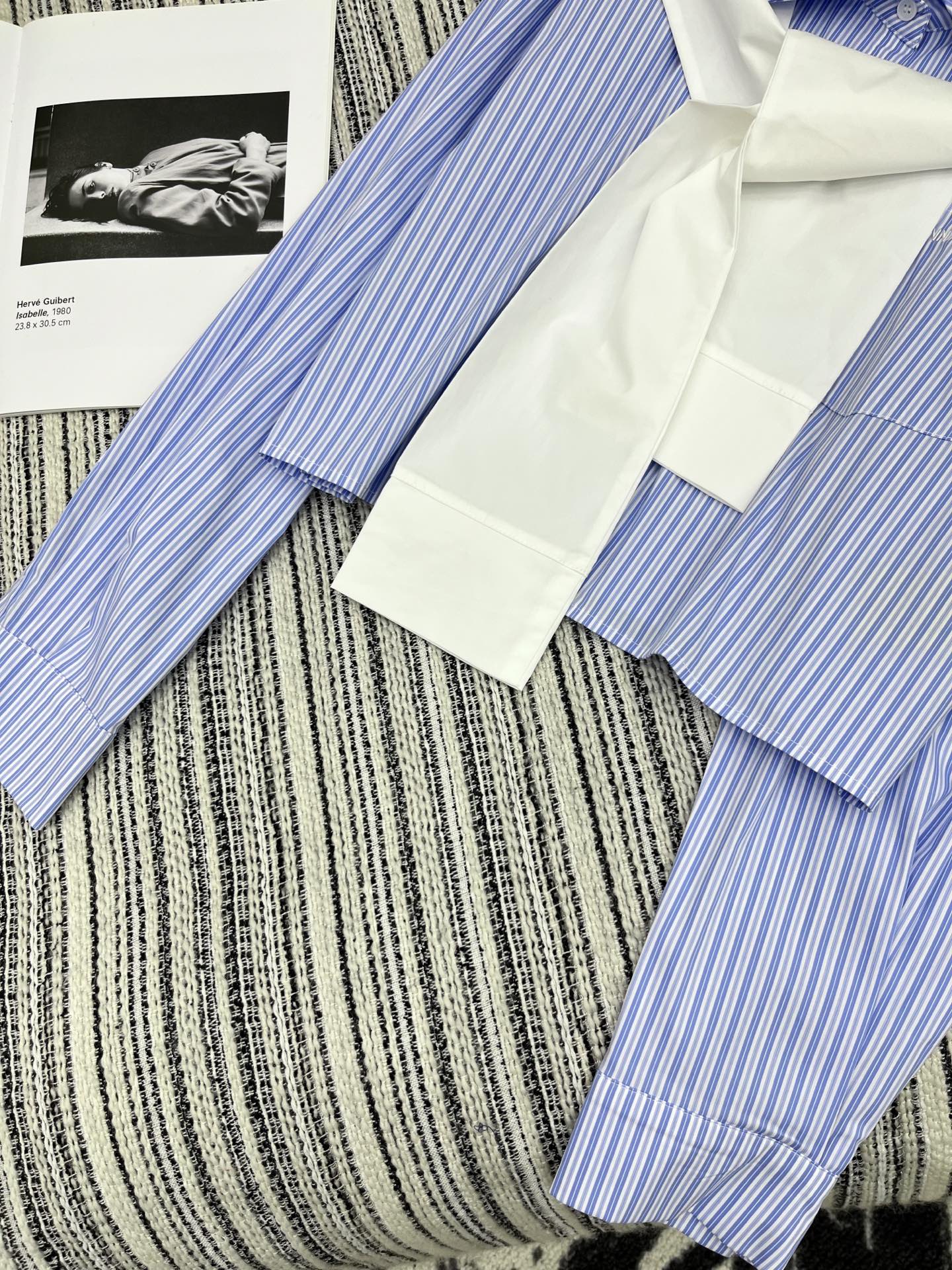 2025 New Embroidered Shawl Shirt for Women in Blue and White, High-Quality Cotton Silk - 图片 4